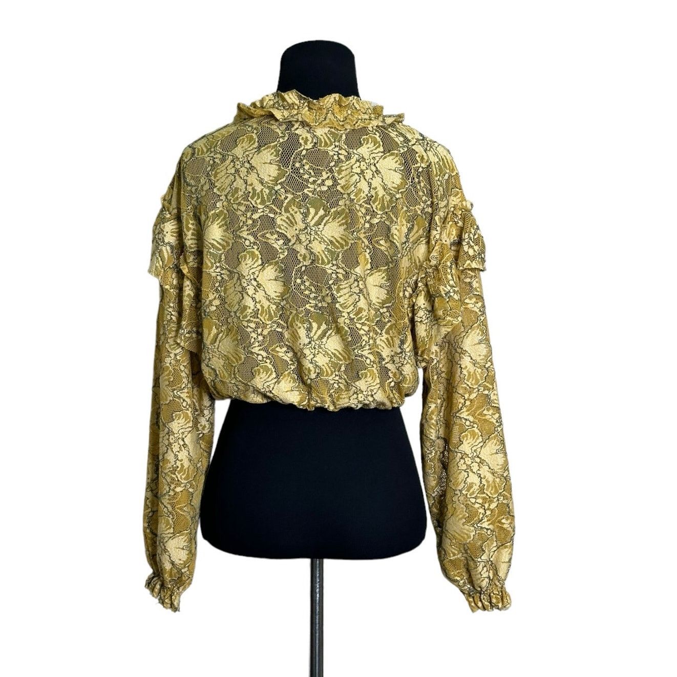 Zara Zara yellow mustard floral lace long sleeves crop top size S Size S / US 4 / IT 40 - 2 Thumbnail