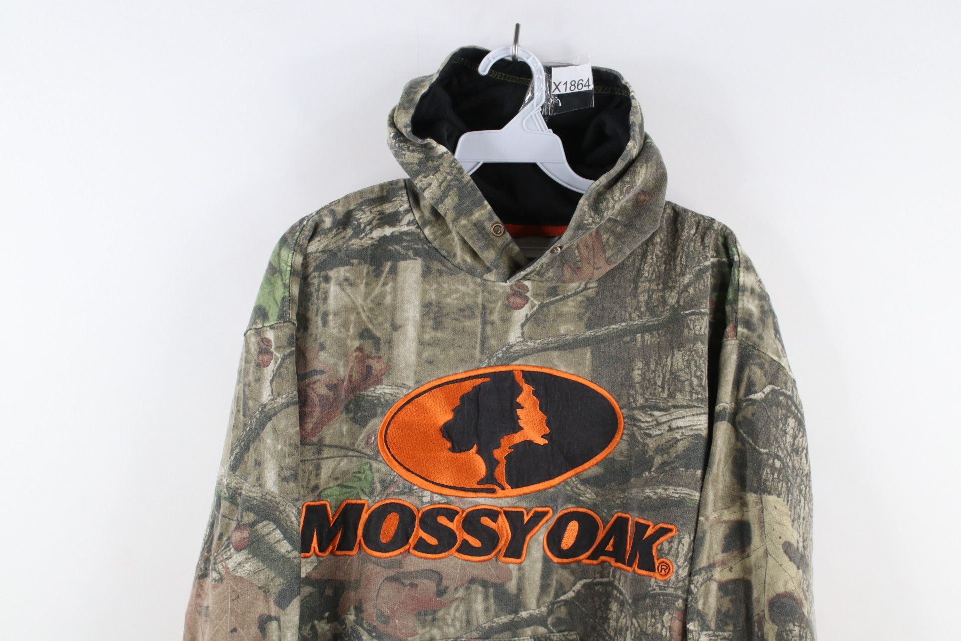 Vintage Mossy Oak Camouflage Spell Out Hoodie Sweatshirt