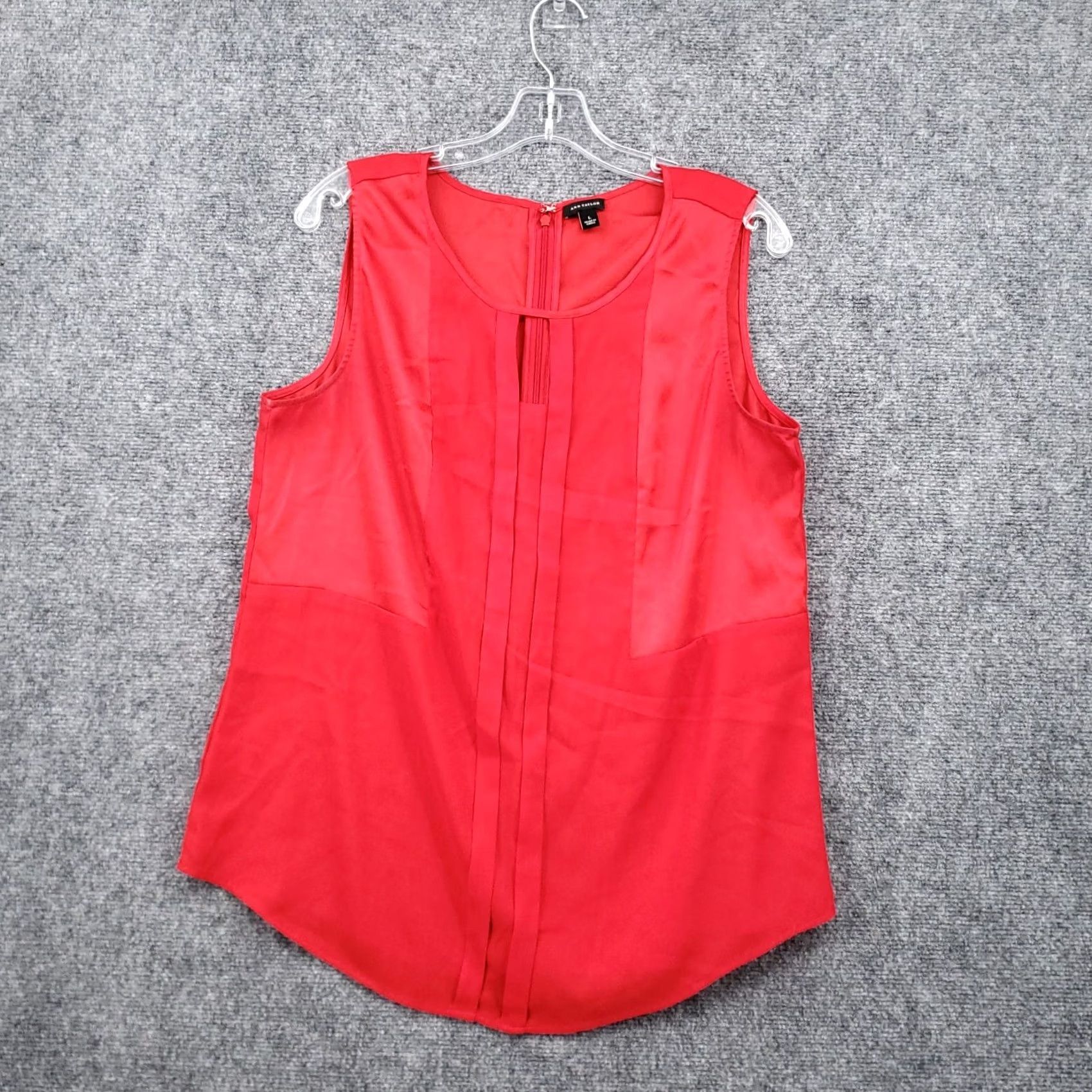 Ann Taylor Ann Taylor Tank Womens L Red Top Camisole Sleeveless Zip Keyhole Neck Round Neck (Solid) Size L / US 10 / IT 46 - 2 Thumbnail