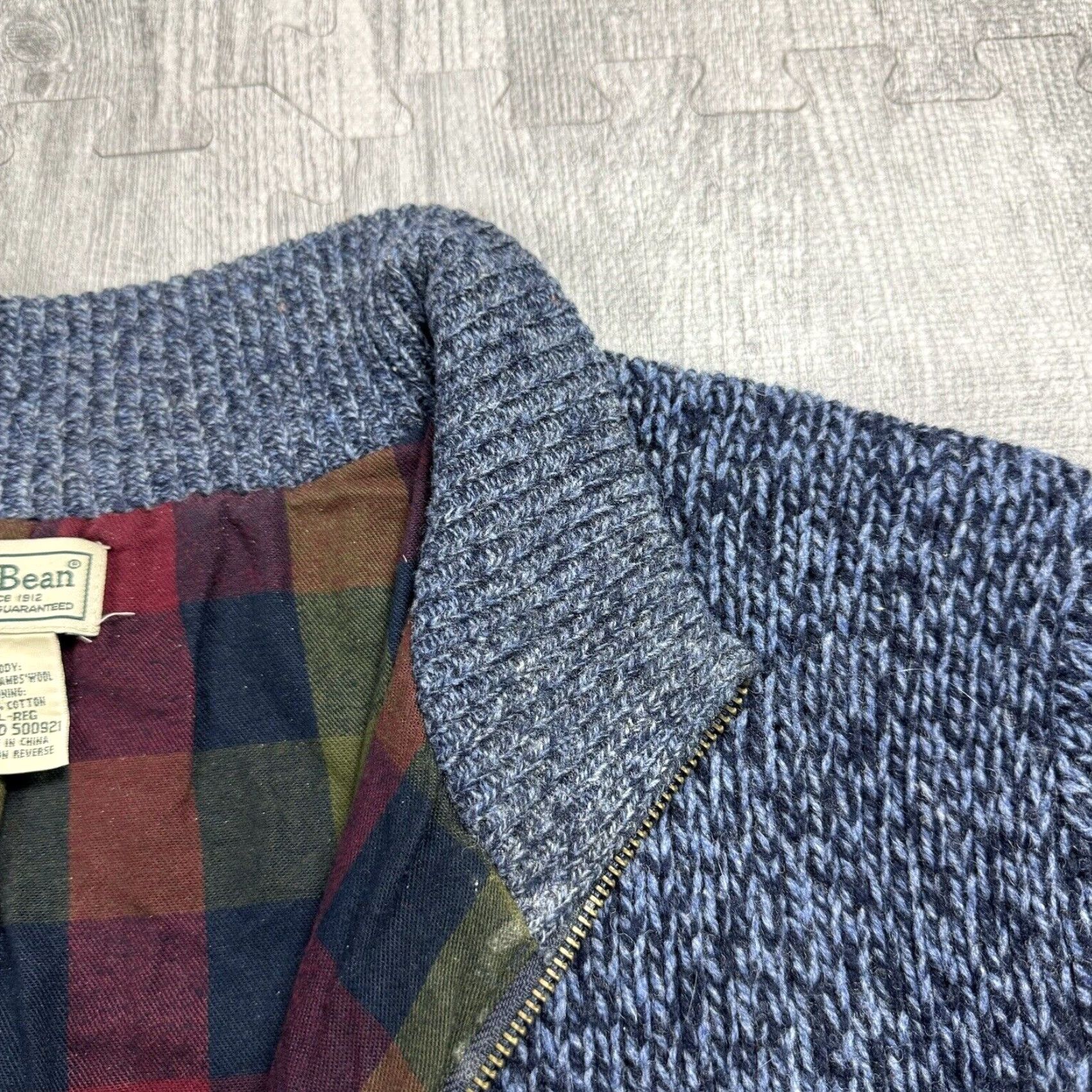 Vintage VINTAGE L.L. BEAN CLASSIC WOOL SWEATER FULL ZIP FLANNEL LINED BLUE XL OUTDOOR MEN Size US XL / EU 56 / 4 - 7 Thumbnail