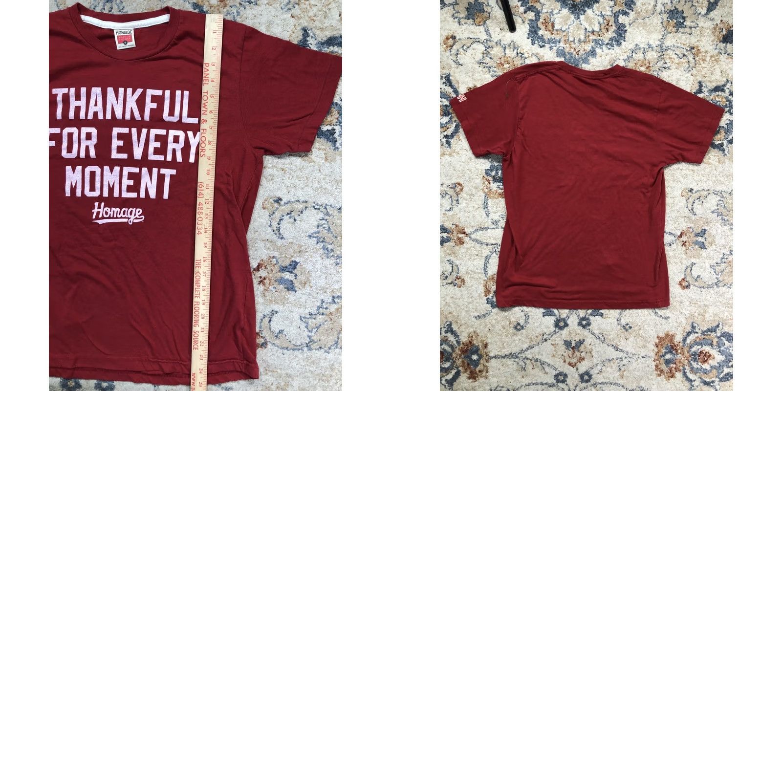 Vintage Homage Shirt Mens M Red Graphic Print Thanksgiving Thankful For Every Moment Crew Neck Short Sleeve Made USA Size US M / EU 48-50 / 2 - 8 Thumbnail