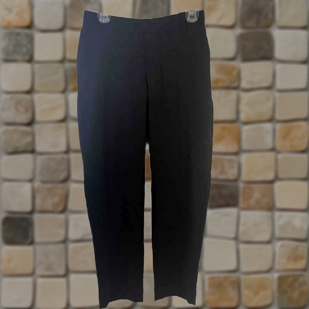 Vintage A New Day Pants Women Small Elastic Waist Black Ankle NWT 26x27 Pockets Mid Rise Flat Front Knit Polyester Blend Regular Straight Womens Size 28" / US 6 / IT 42 - 1 Thumbnail