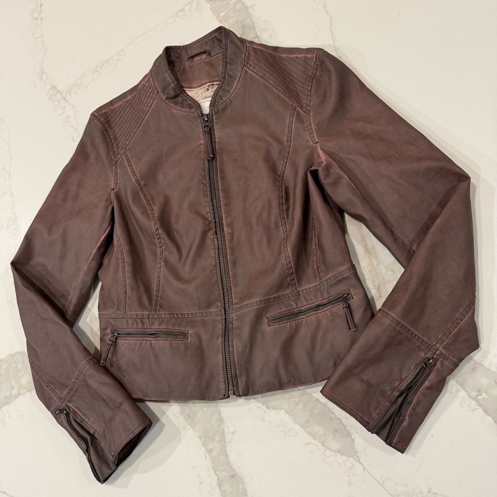 Anthropologie Anthropologie Hei Hei Vegan Leather Moto Jacket Womens Small Size S / US 4 / IT 40 - 3 Thumbnail