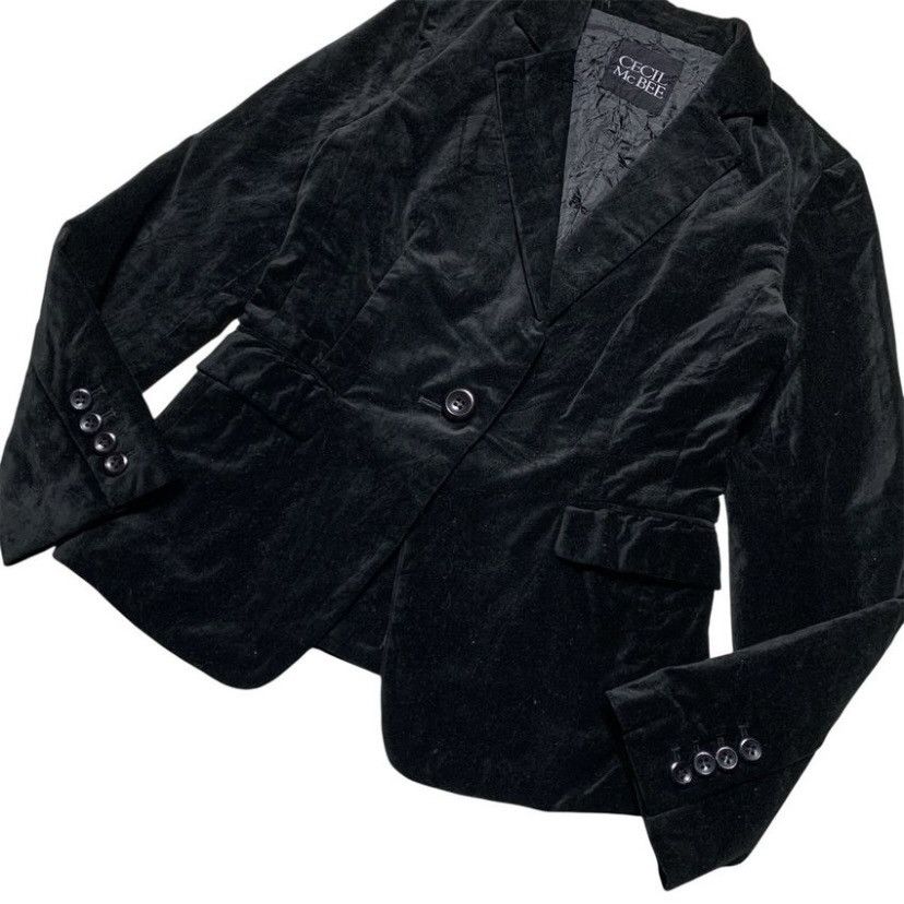 Japanese Brand VINTAGE CECIL MCBEE VELVET FORMAL BLAZER BLACK Size US S / EU 44-46 / 1 - 6 Thumbnail