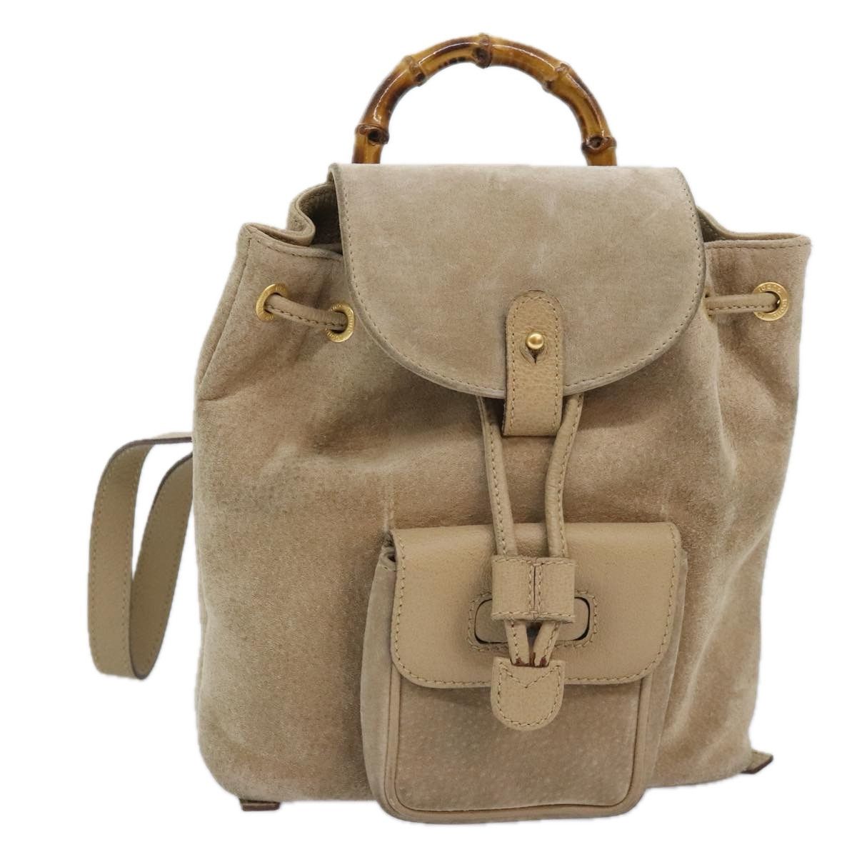 Gucci Bamboo Beige Suede Backpack Bag (Pre-Owned) Size ONE SIZE - 1 Thumbnail