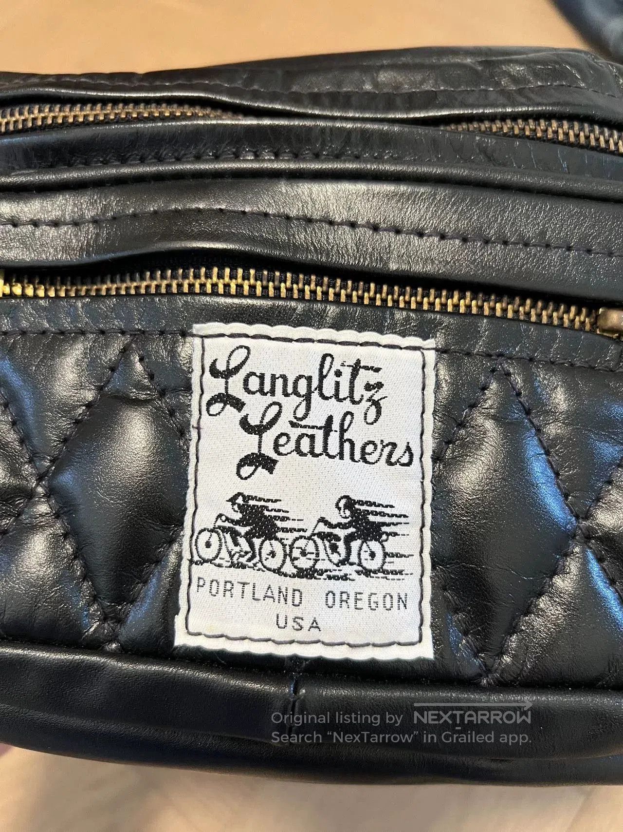 Japanese Brand Langlitz Waist Bag in Black Leather. Size ONE SIZE - 2 Thumbnail