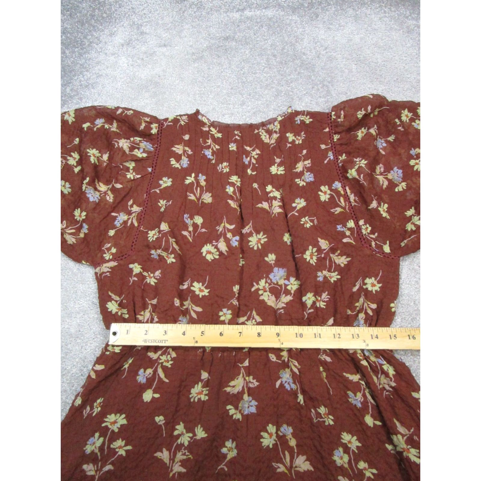 Madewell Madewell Dress Womens Medium Brown Yellow Floral Blouson Size M / US 6-8 / IT 42-44 - 7 Thumbnail