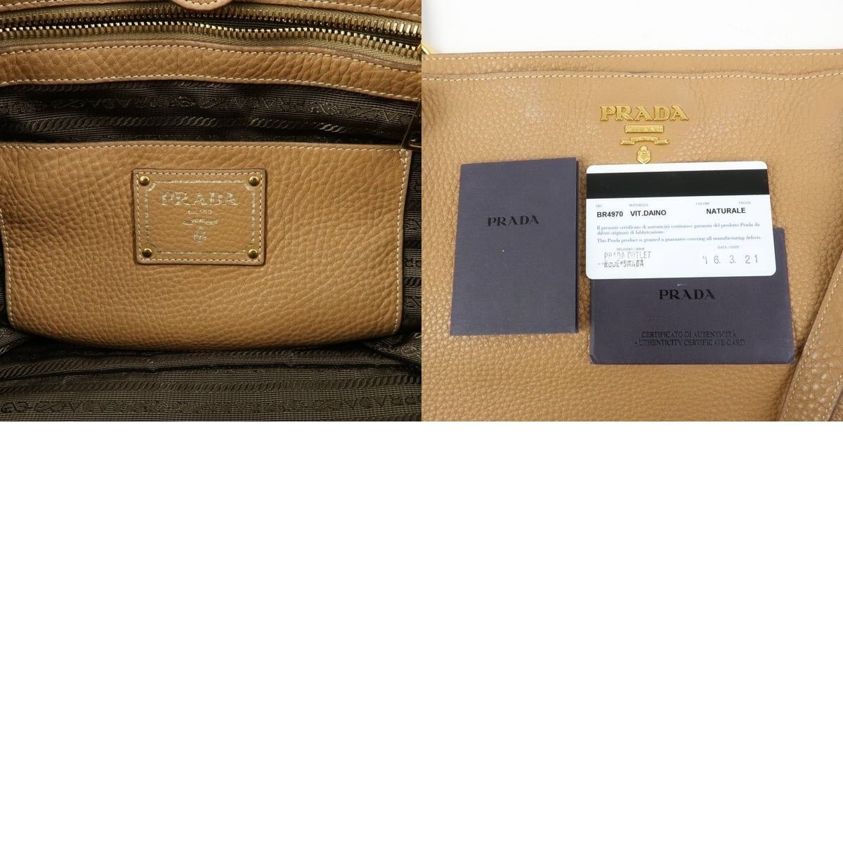 Prada Prada Vitello Daino Tote Calfskin Tan Size ONE SIZE - 8 Thumbnail