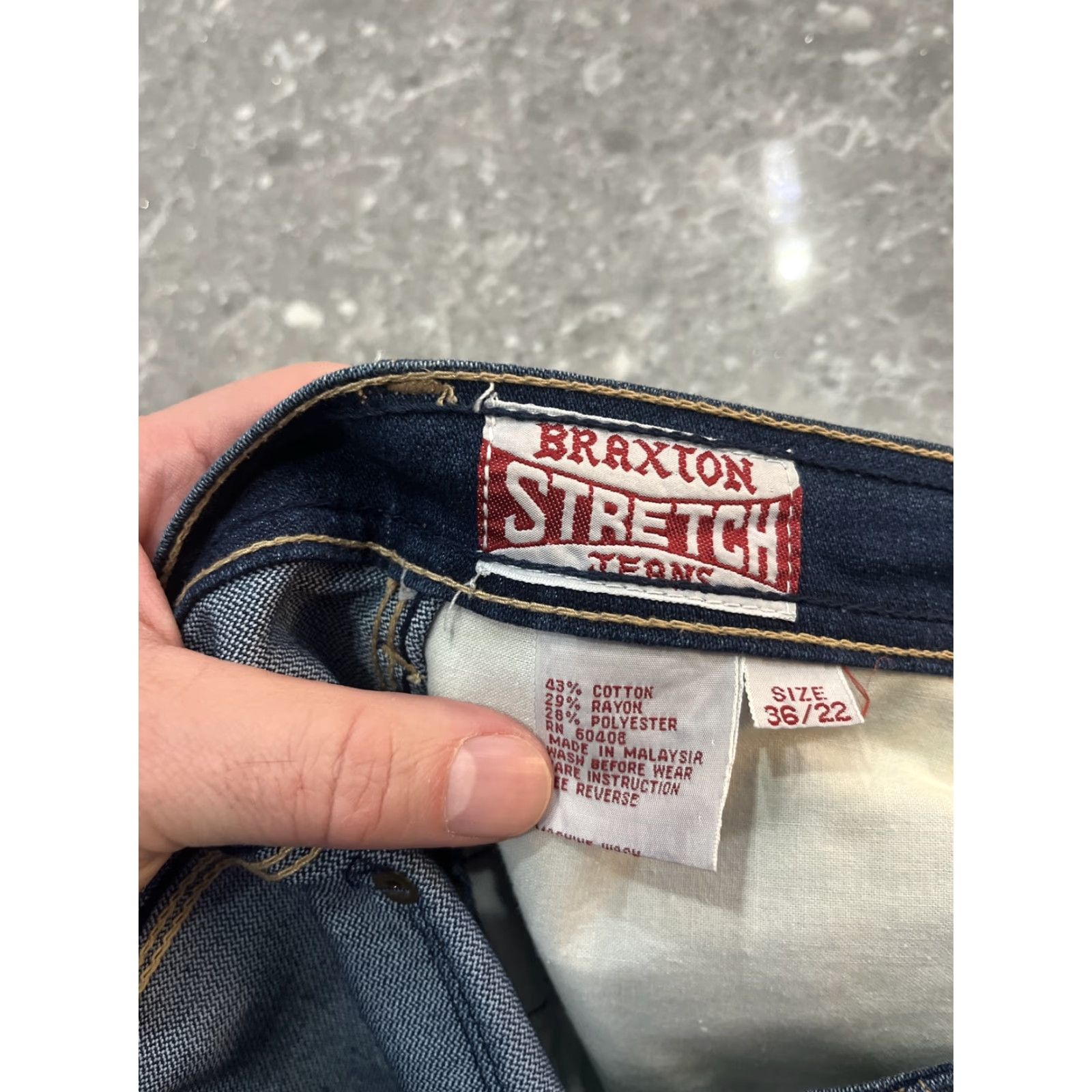 Denime VINTAGE Braxton Jeans Men’s 36 x 28 Dark Blue Work Denim 5-Pocket Straight Hats? Size US 36 / EU 52 - 5 Thumbnail