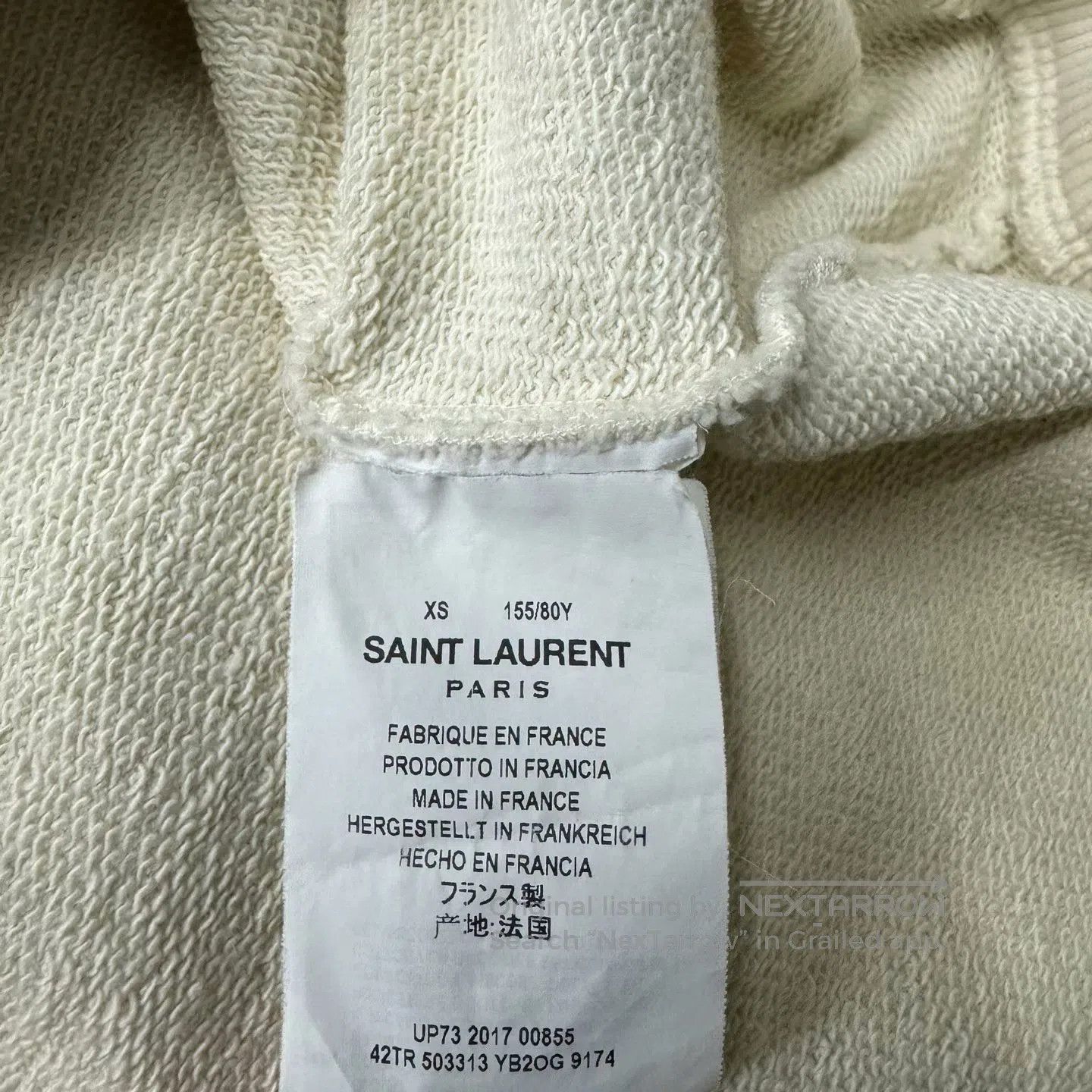 Saint Laurent Paris white hoodie with palm tree print. Size XS / US 0-2 / IT 36-38 - 4 Thumbnail
