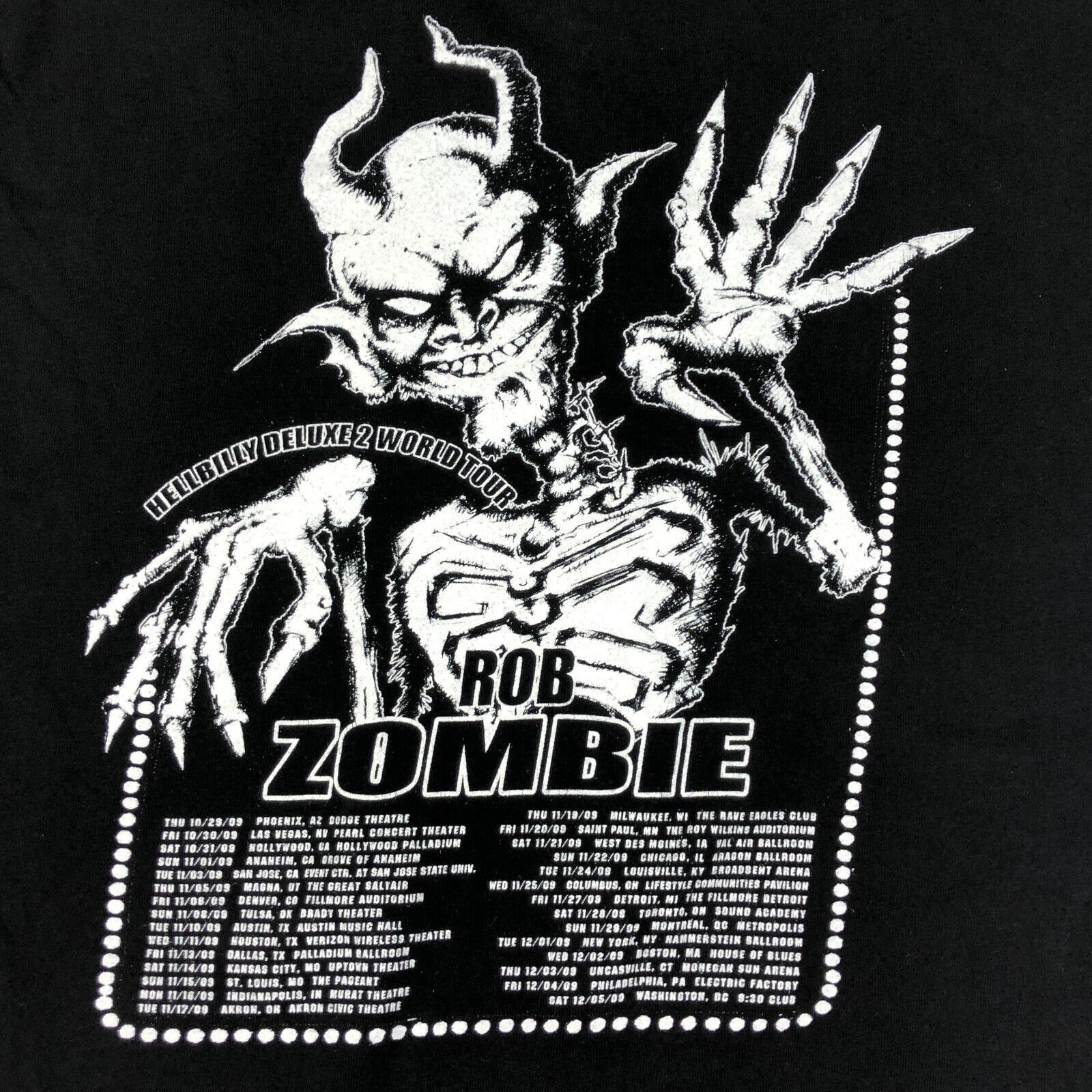 Vintage 2009 Rob Zombie Hellbilly World Tour Tee T Shirt size Medium Size US M / EU 48-50 / 2 - 6 Thumbnail
