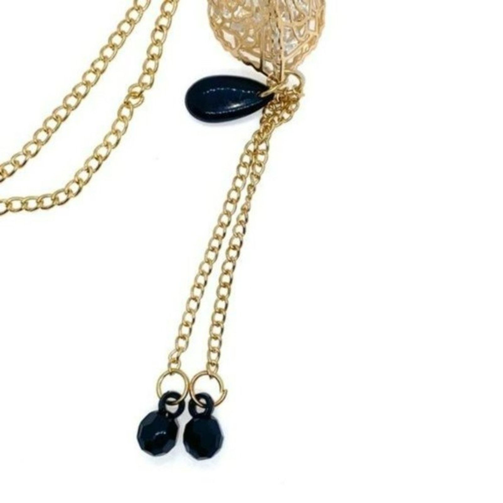 Handmade Gold-Tone Laser-Cut Rose 3D Pendant Bead Necklace Size ONE SIZE - 4 Thumbnail