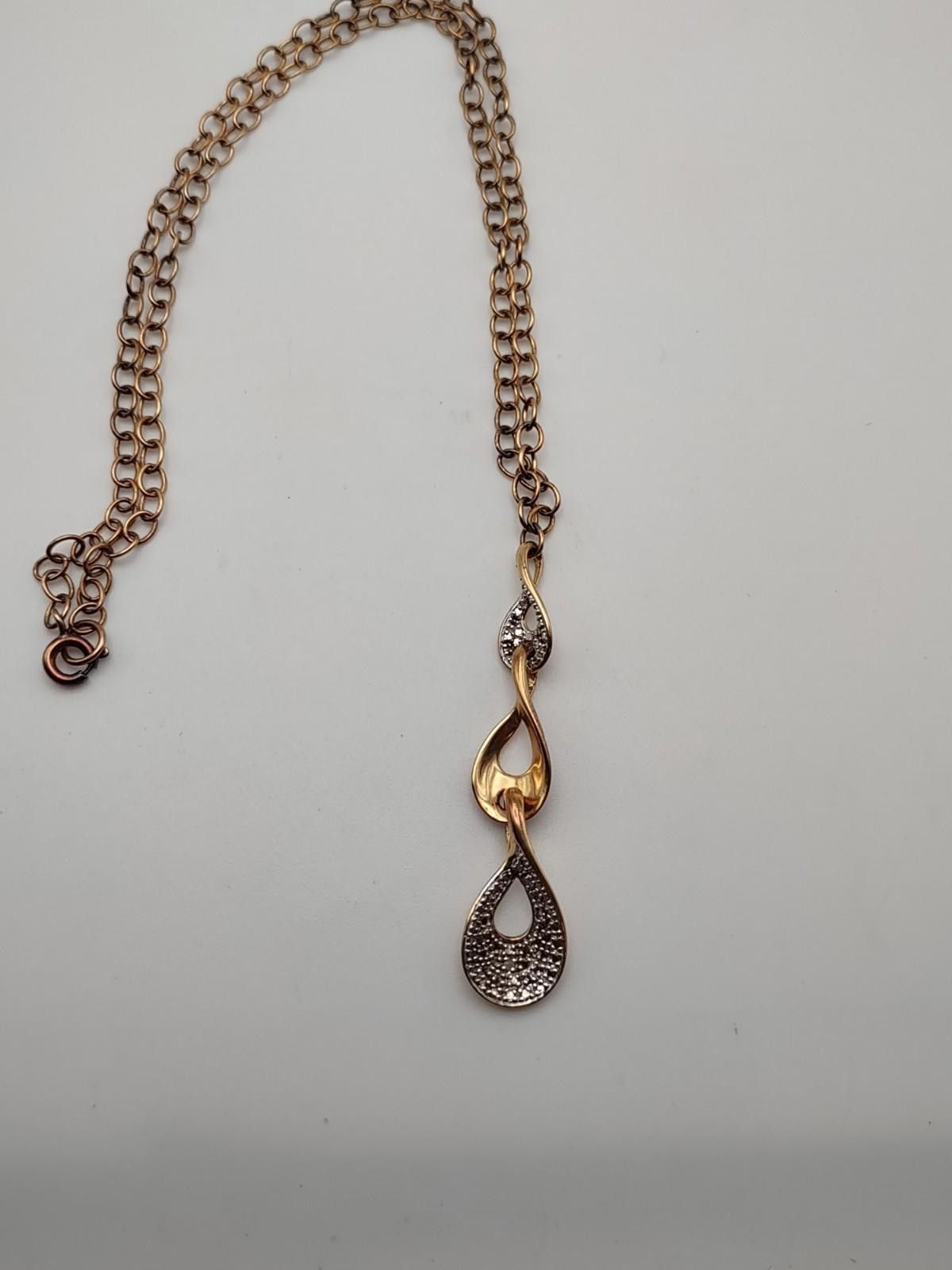 The Unbranded Brand 925 Gold Vermeil Sterling Silver CZ Teardrop Necklace 17" Size ONE SIZE - 4 Thumbnail