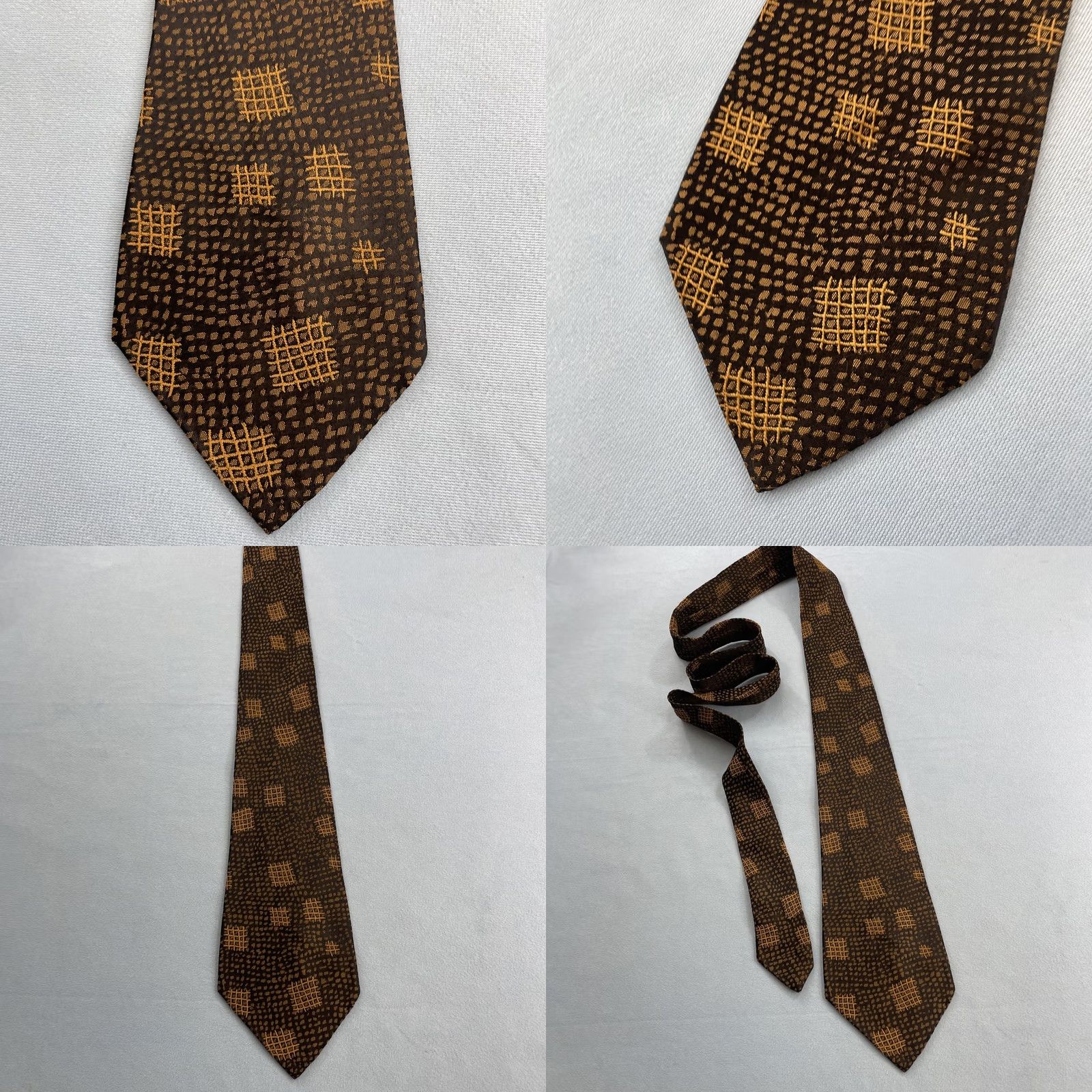 MCM VINTAGE MCM Tie Neckwear Silk Brown Bronze 60s Woven 57" Classic 4x57 Hashtag Foulard Texture Capsule Vintage Geometric Elegant Designer Mens Size ONE SIZE - 9 Thumbnail
