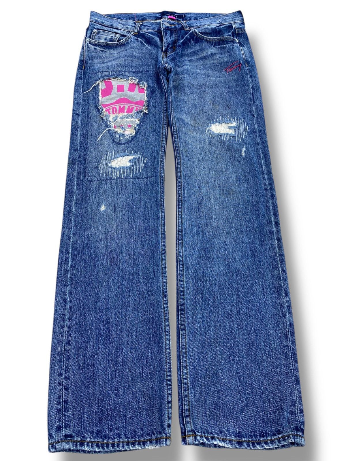Tommy Jeans Tommy Patch Work Style Straight Leg Jeans Size 32" / US 10 / IT 46 - 1 Thumbnail