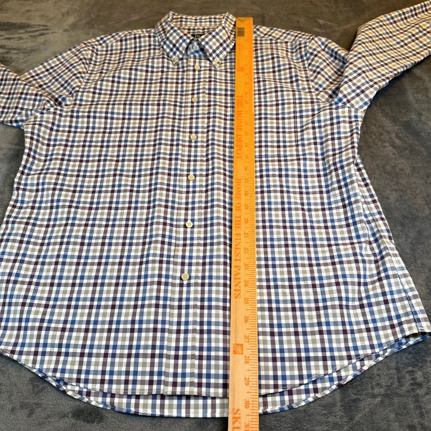 Vintage Jos A Bank Traveler Slim Fit Plaid Button-Down Shirt Purple Blue White Mens XL Size US XL / EU 56 / 4 - 7 Thumbnail