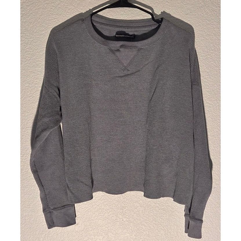 Abercrombie & Fitch Abercrombie & Fitch Grey Thermal Crop Top - Women's L Size L / US 10 / IT 46 - 1 Thumbnail