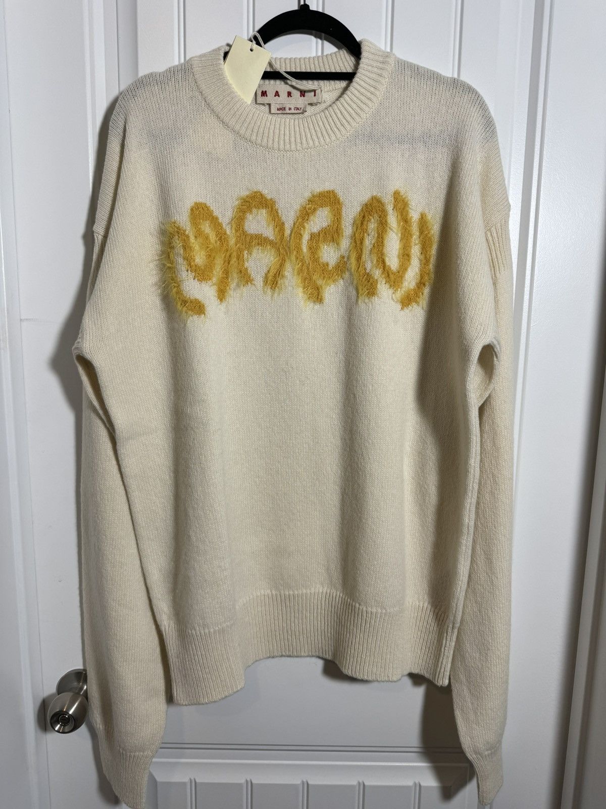 image of NWT Marni Roundneck Shetland Wool Sweater in Cream, Men's (Size 2XL)