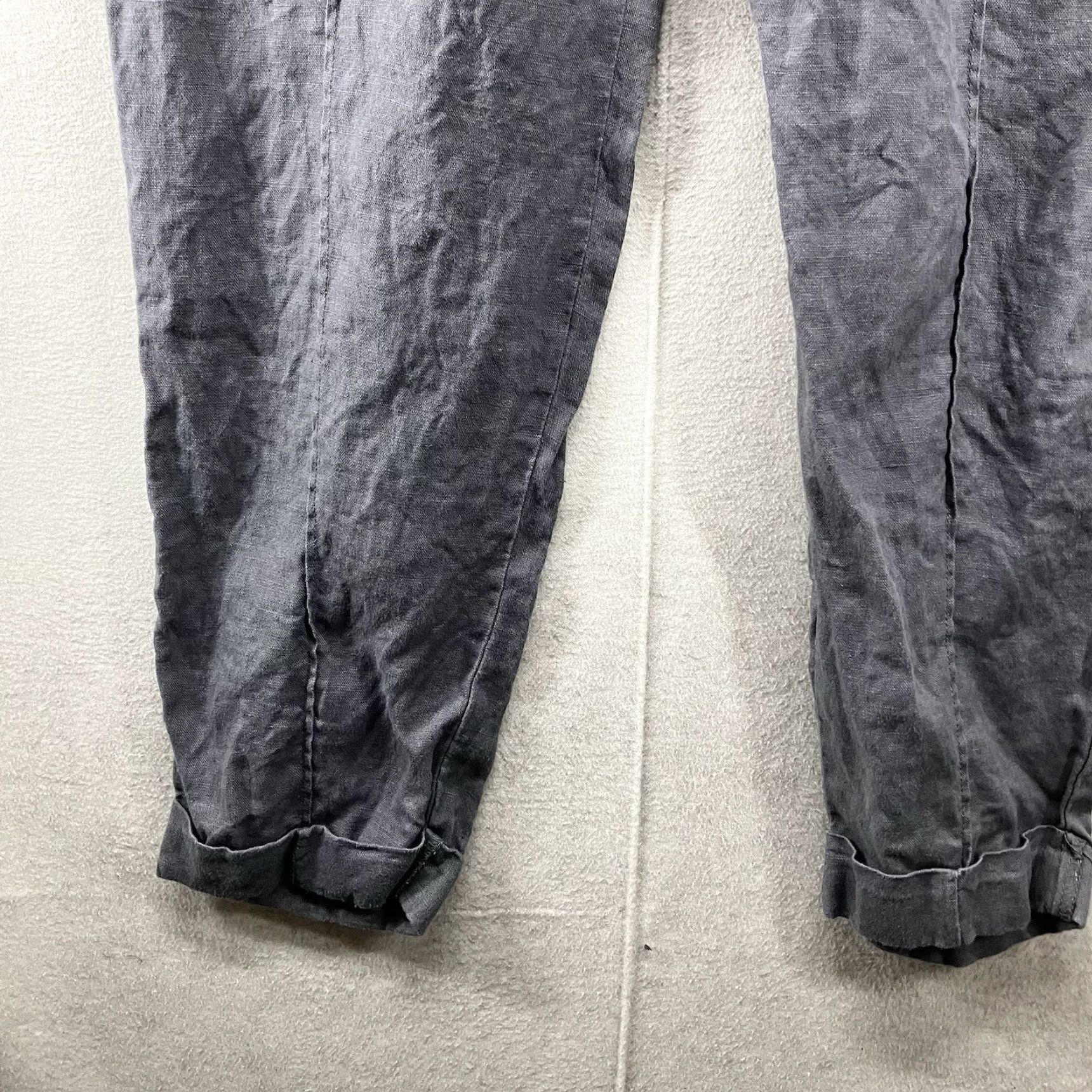 Ellen Tracy VINTAGE Ellen Tracy Jogger Pants Women's S Gray Linen Drawstring Elastic Waist Pockets 100% Linen Tapered Leg Modern Boho Beach 90s Womens Size 28" / US 6 / IT 42 - 6 Thumbnail
