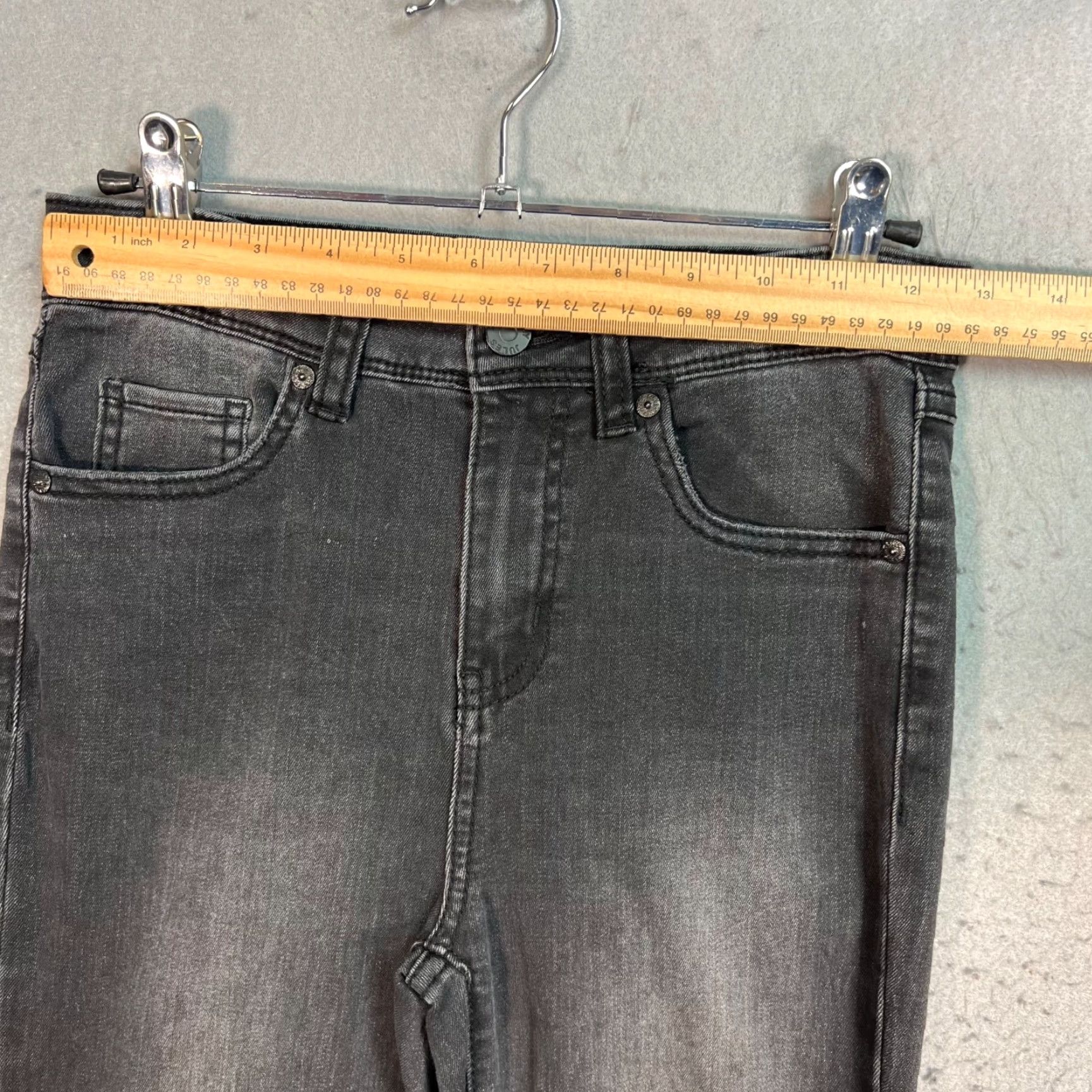 Vintage Sincerely Jules Jeans Womens 25 Black Flared High-Waisted Frayed Hem 5-Pocket Denim 30in Inseam Size 42" / US 20 - 5 Thumbnail