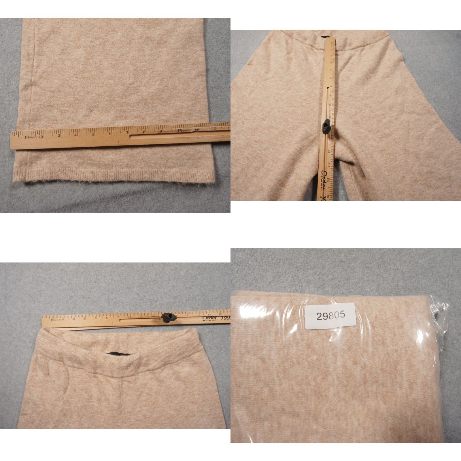 Vintage Jenni Kayne Pants Womens Large Beige Knit Wide-Leg Wool Cashmere Blend Casual Travel Size 36" / US 14 / IT 50 - 8 Thumbnail