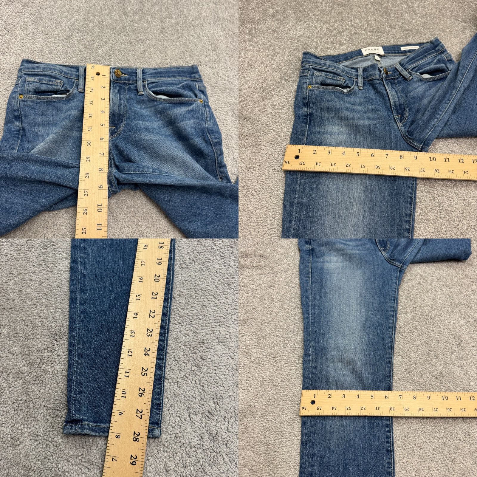 Madewell VINTAGE Frame Le Skinny De Jeanne Crop Denim Jeans Womens 27 Blue Mid Rise Medium Wash Size 27" / US 4 / IT 40 - 9 Thumbnail