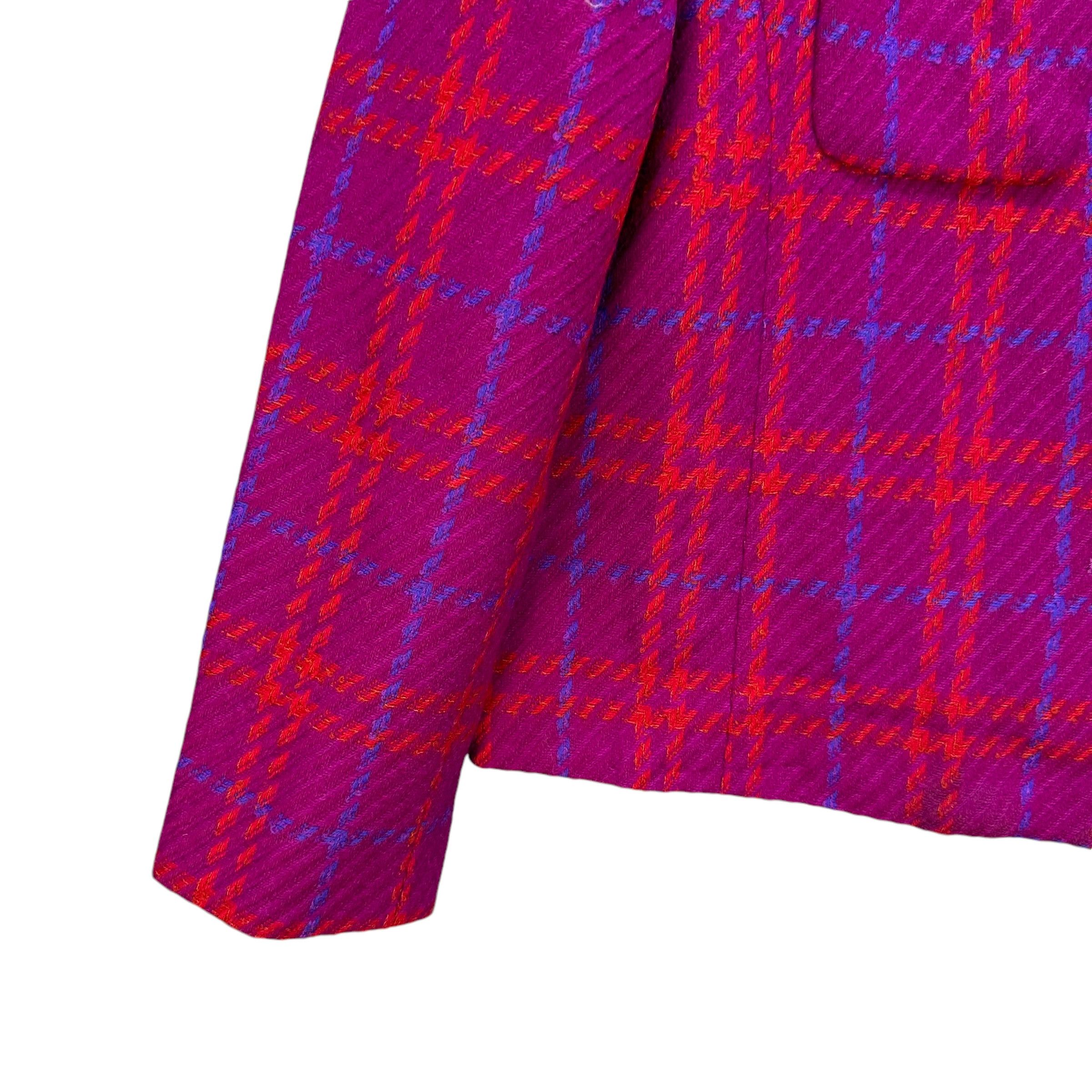 Longchamp KIRA LONGCHAMP Purple Check Crop Jacket #A54-1248 Size M / US 6-8 / IT 42-44 - 4 Thumbnail