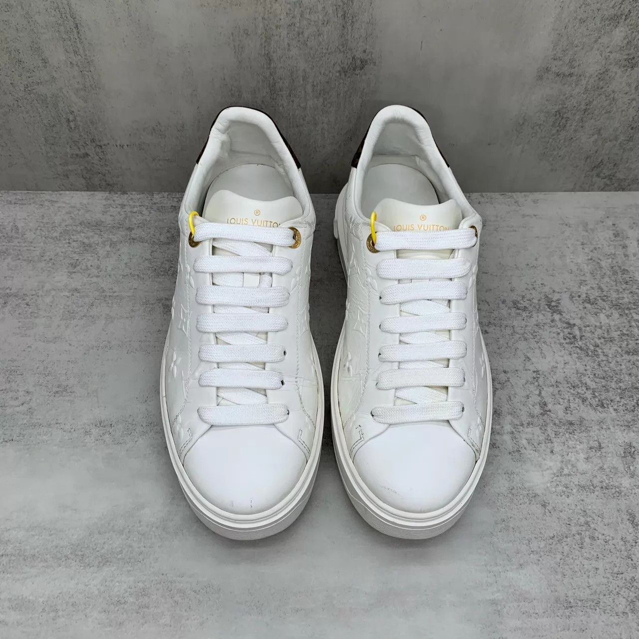 Louis Vuitton LV Time Out White Monogram Print Sneakers 39 95 New Size US 8.5 / IT 38.5 - 4 Thumbnail