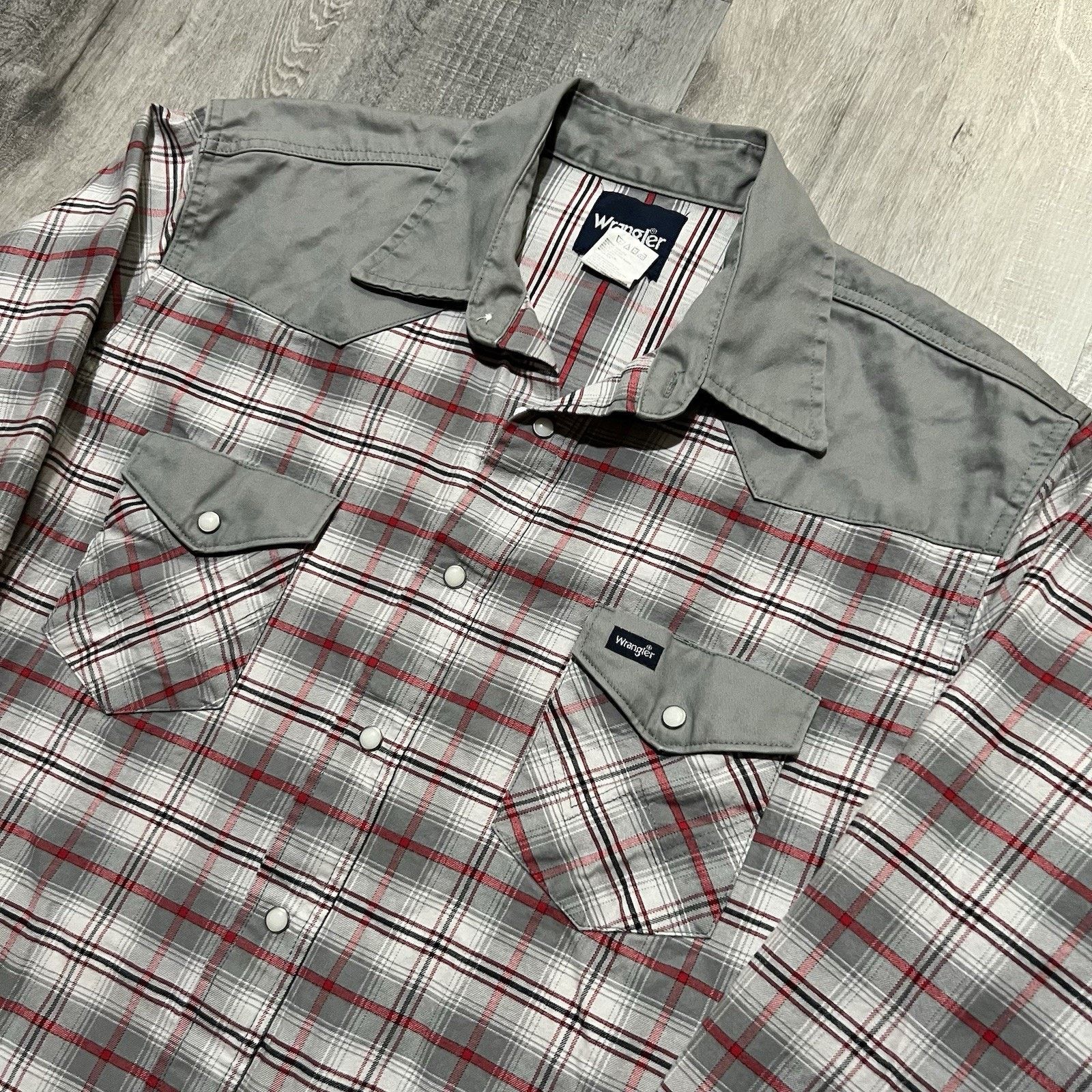 Wrangler Wrangler Western Brushpopper Pearl Snap Short Plaid Cowboy Size US XL / EU 56 / 4 - 2 Thumbnail
