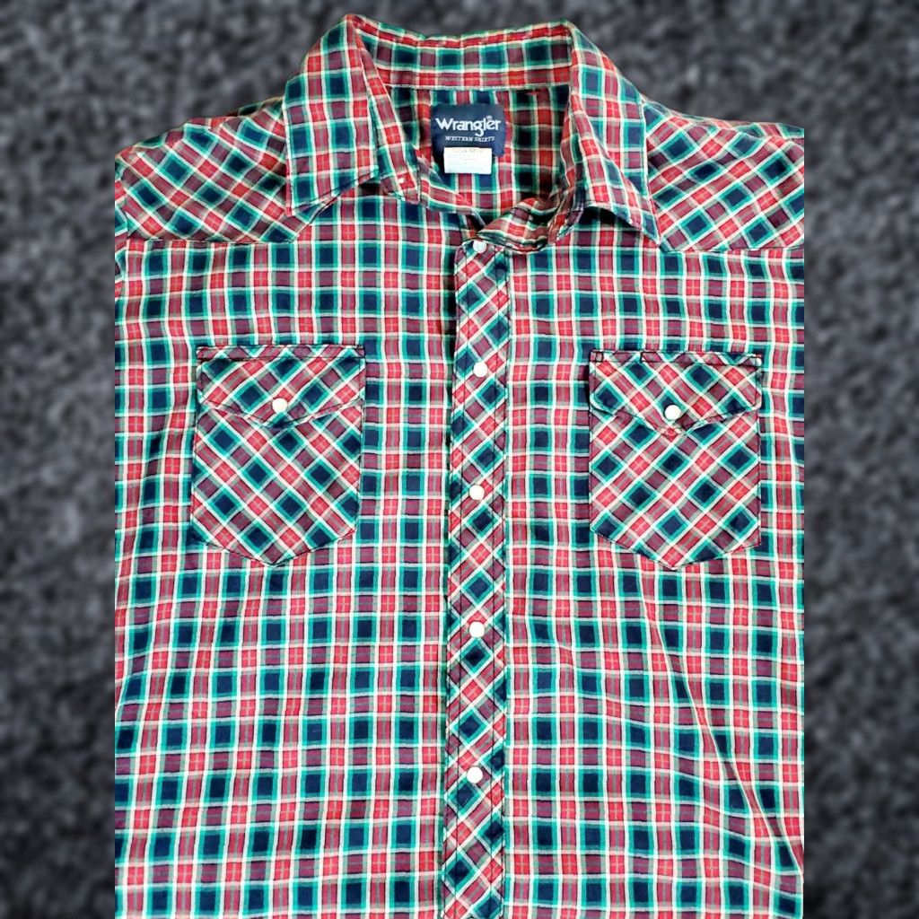 Wrangler Vintage Wrangler Western Pearl Snap Shirt - Long Tails - Red Plaid - Mens Size XL Size US XL / EU 56 / 4 - 1 Thumbnail