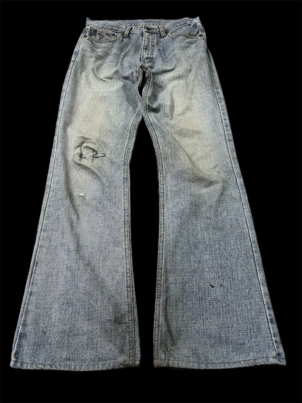 If Six Was Nine × Japanese Brand 💥FLARE💥VINTAGE 90’S BOBSON SINGLE R DISTRESSED JEANS Size US 29 - 1 Thumbnail