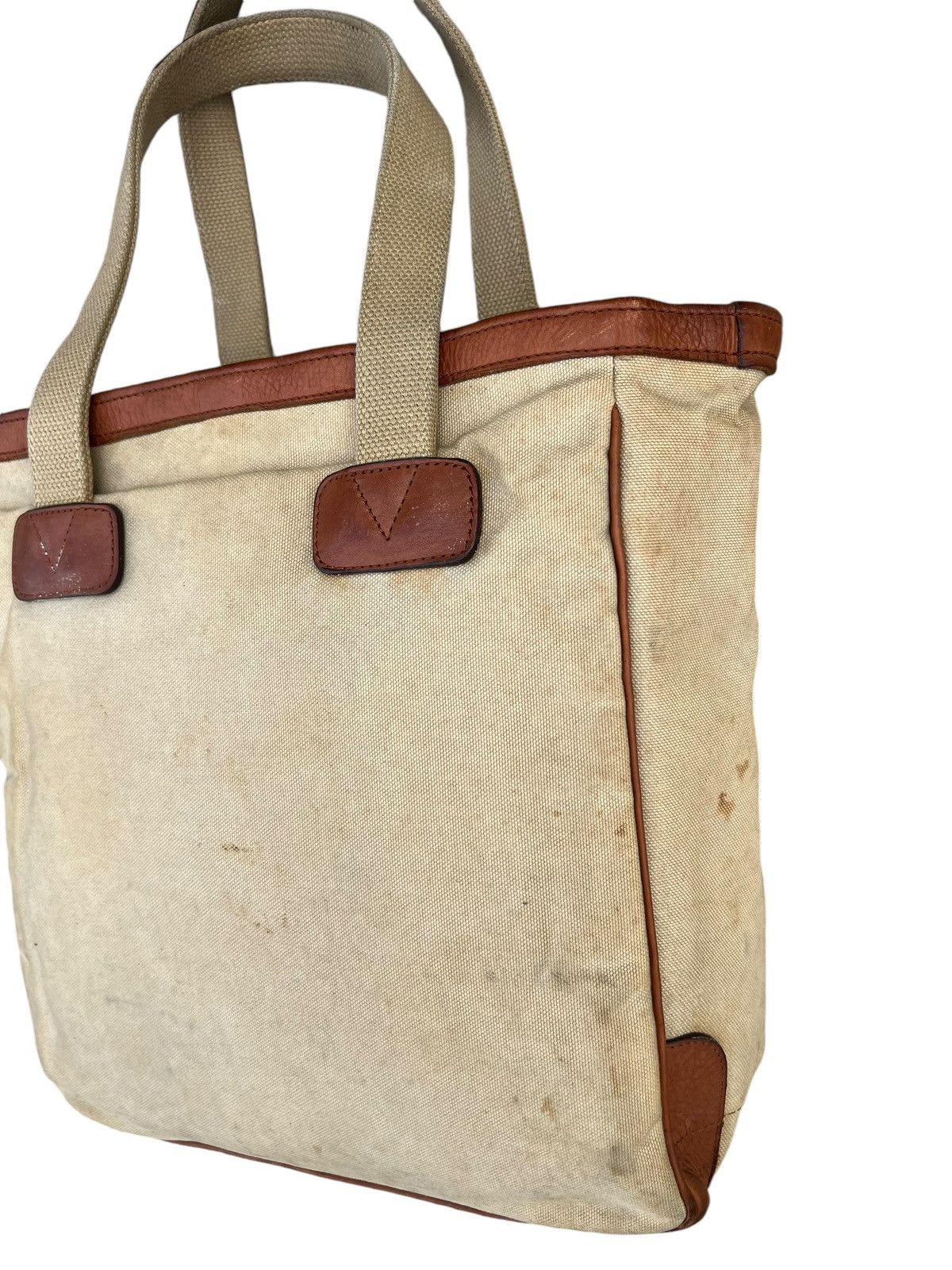 Leather Vintage Silver Lake Club Japan Dirty Muddy Canvas Tote Bag Size ONE SIZE - 8 Thumbnail