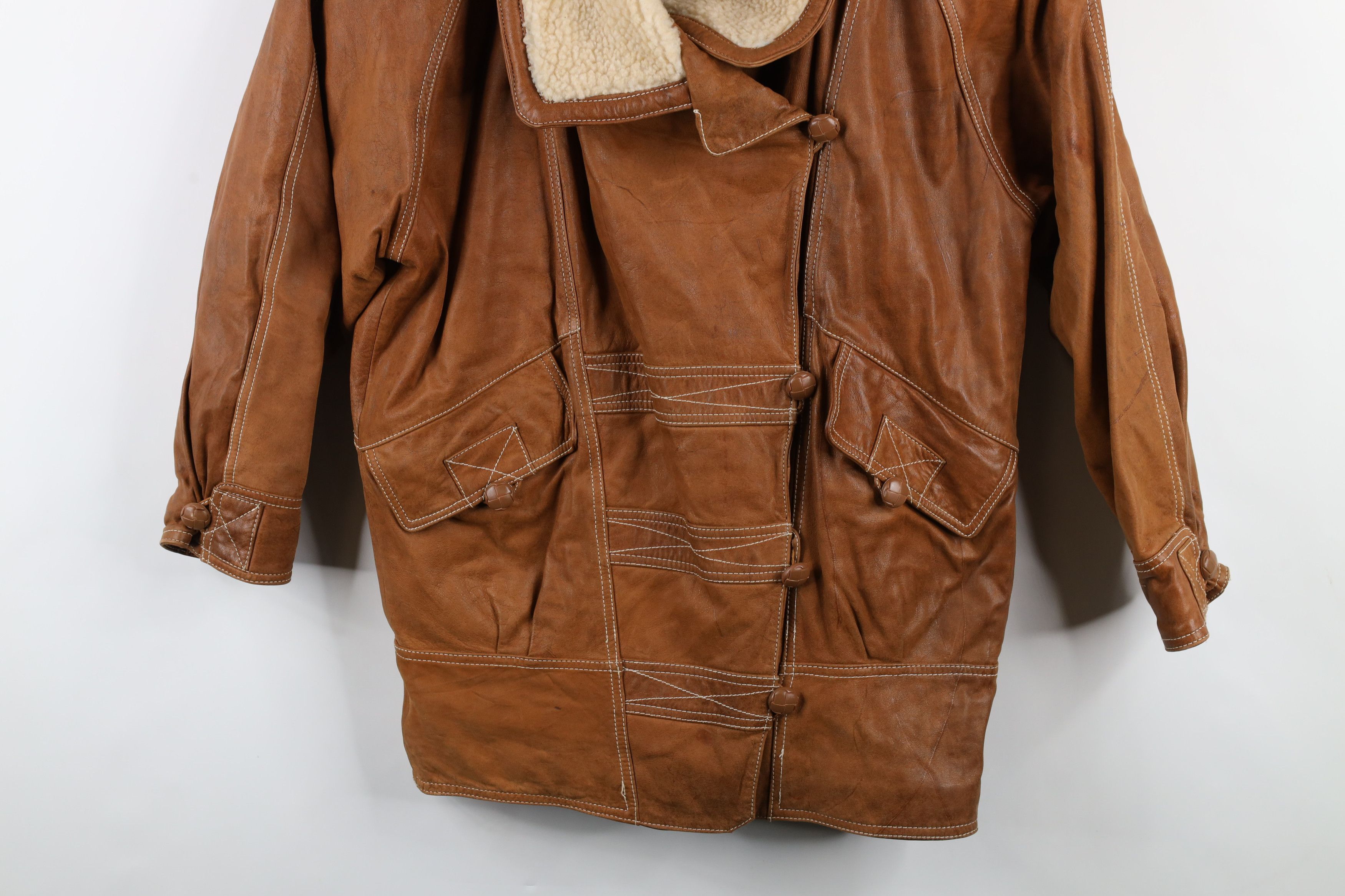Vintage Vintage 90s Streetwear Shearling Collar Leather Jacket Size S / US 4 / IT 40 - 3 Thumbnail