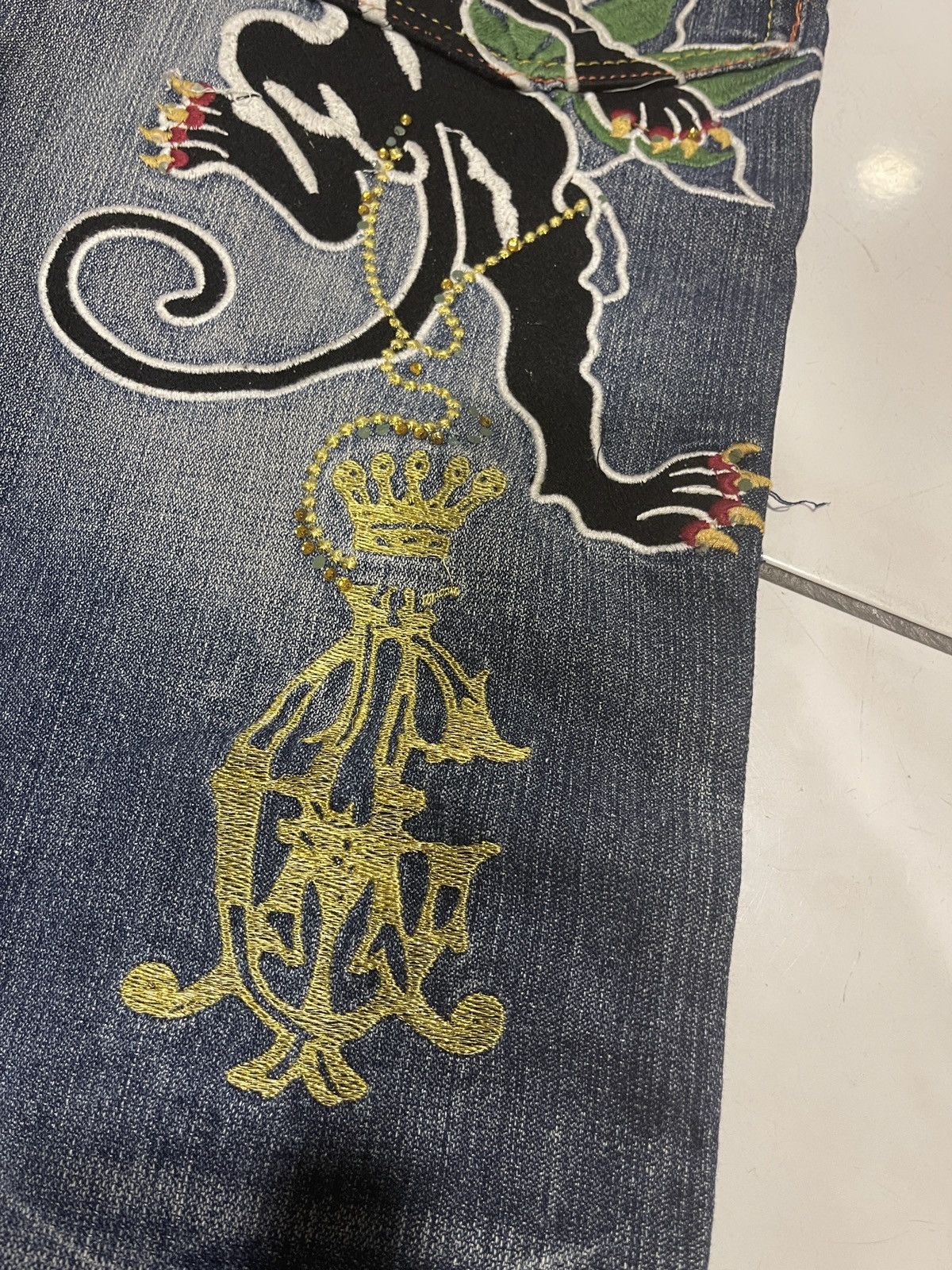 Christian Audigier Christian Audigier Ed Hardy Embroidered Denim Jeans Size US 31 - 12 Thumbnail