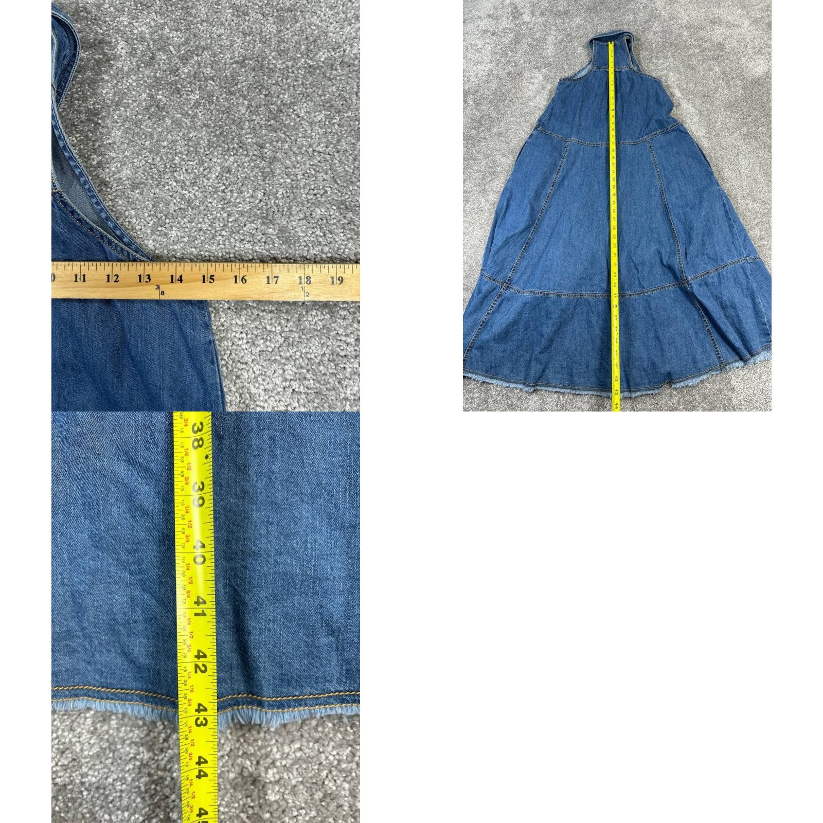 Vintage Pilcro Dress Womens Xxs Blue Cotton Denim Blouson Midi Sleeveless Button Collared Pockets Casual Branded Denim Cotton 2XS Threads Size XXS / US 00 / IT 34 - 8 Thumbnail
