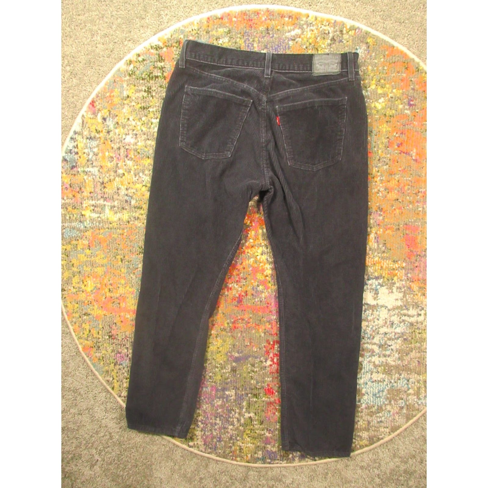 Levi's Levi's Corduroy Pants Mens 31x30 Black Cotton Straight Leg Mid Bleach Stain Size US 31 - 2 Thumbnail