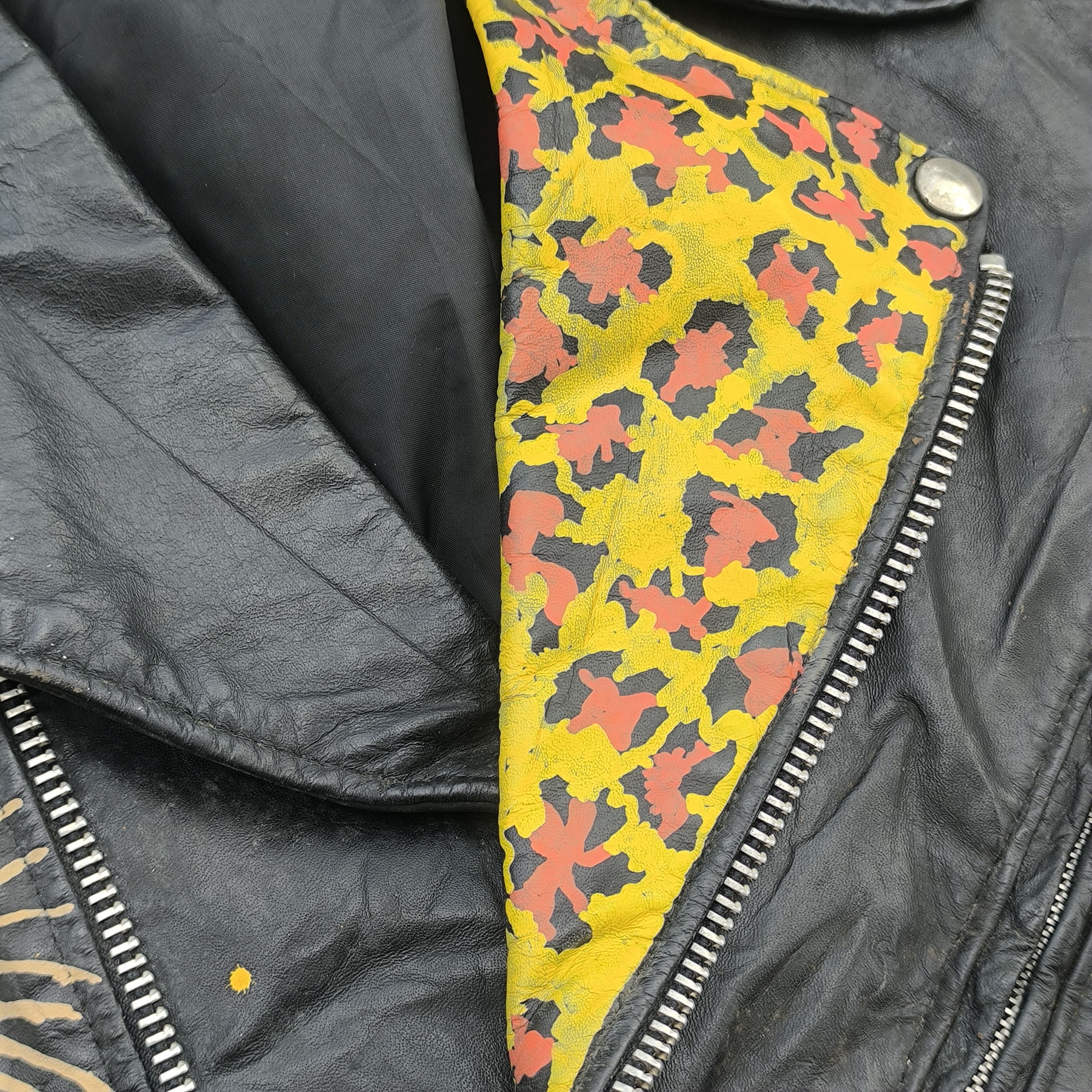 Band Tees DOUBLE COLLAR LEATHER JACKET PUNK MISFITS THE EXPLOITED Size US M / EU 48-50 / 2 - 12 Thumbnail