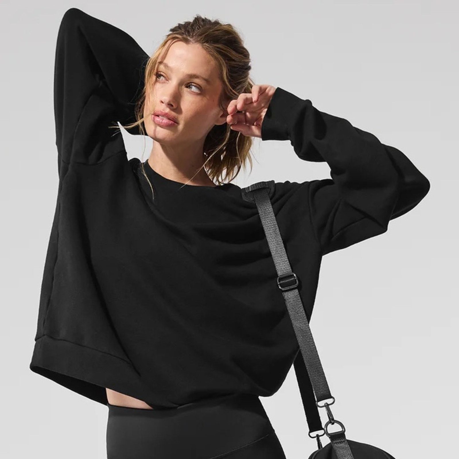 Alo Yoga ALO YOGA Black Chill Crew Neck Pullover $128 Sweatshirt Top Size S / US 4 / IT 40 - 3 Thumbnail