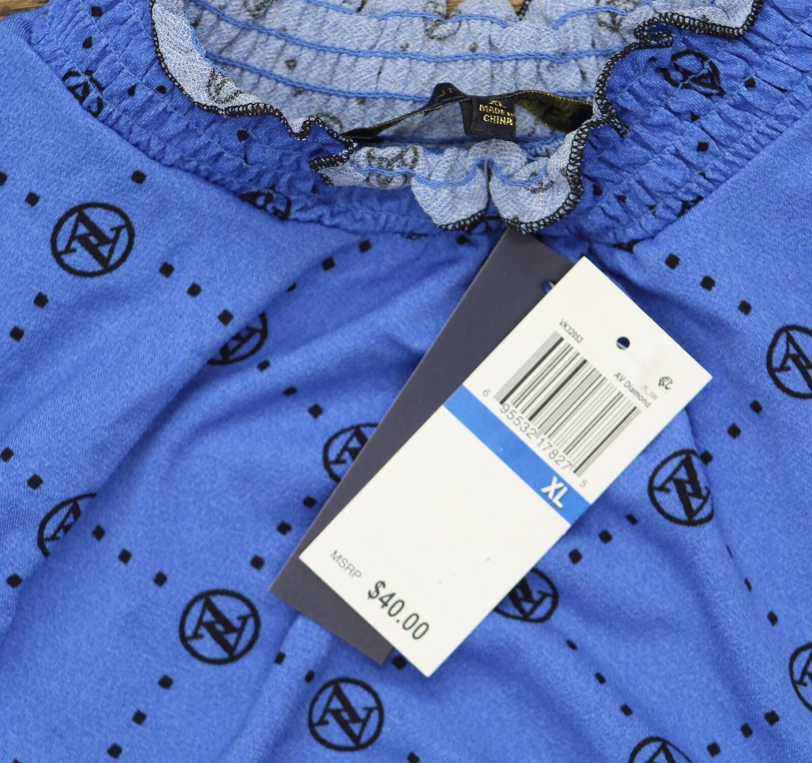 Other Nwt Adrienne Vittadini Smocked Neck Top Blue / Black Xl Size XL / US 12-14 / IT 48-50 - 3 Thumbnail