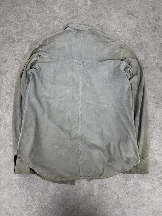 Roberto Cavalli 1990s Roberto Cavalli Baby Grey Suede Leather Shirt Size US M / EU 48-50 / 2 - 4 Thumbnail