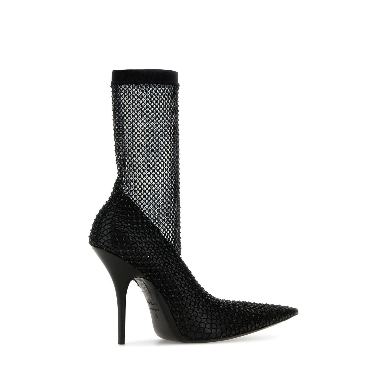 BALENCIAGA Avenue Mesh Black Leather 110mm Heel Ankle Boots