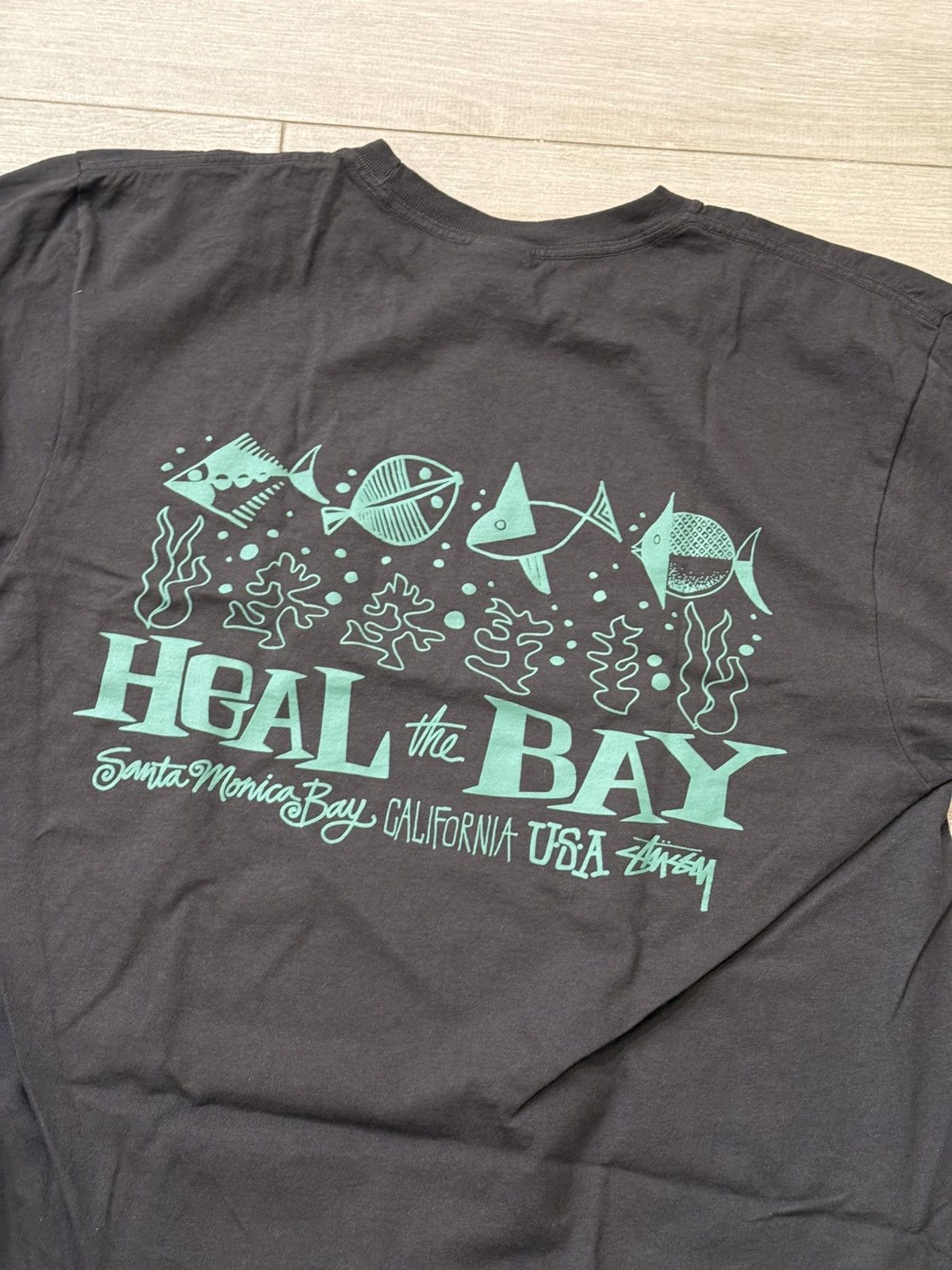 Stussy Stussy Heal The Bay 40 Pigment Dyed Faded Black Tee Sz Large Size US L / EU 52-54 / 3 - 8 Thumbnail