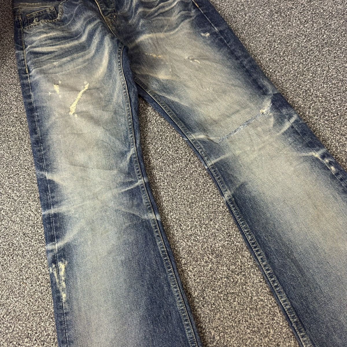 Tornado Mart Flared 🔥🇯🇵 Vintage 90s Diggity Distressed Whisker Jeans Denim Size US 32 / EU 48 - 5 Thumbnail