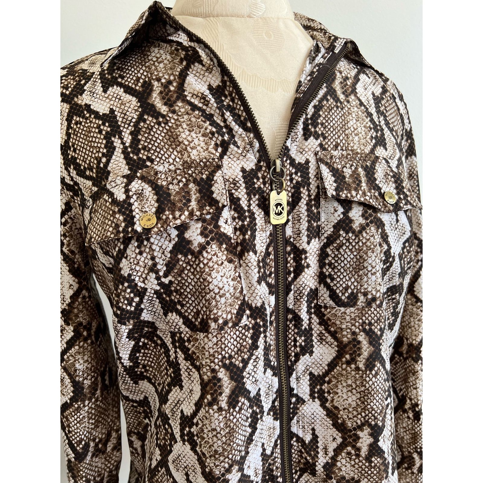Michael Kors Michael Kors Zip Up Snakeskin Animal Print Blouse Small Size S / US 4 / IT 40 - 2 Thumbnail