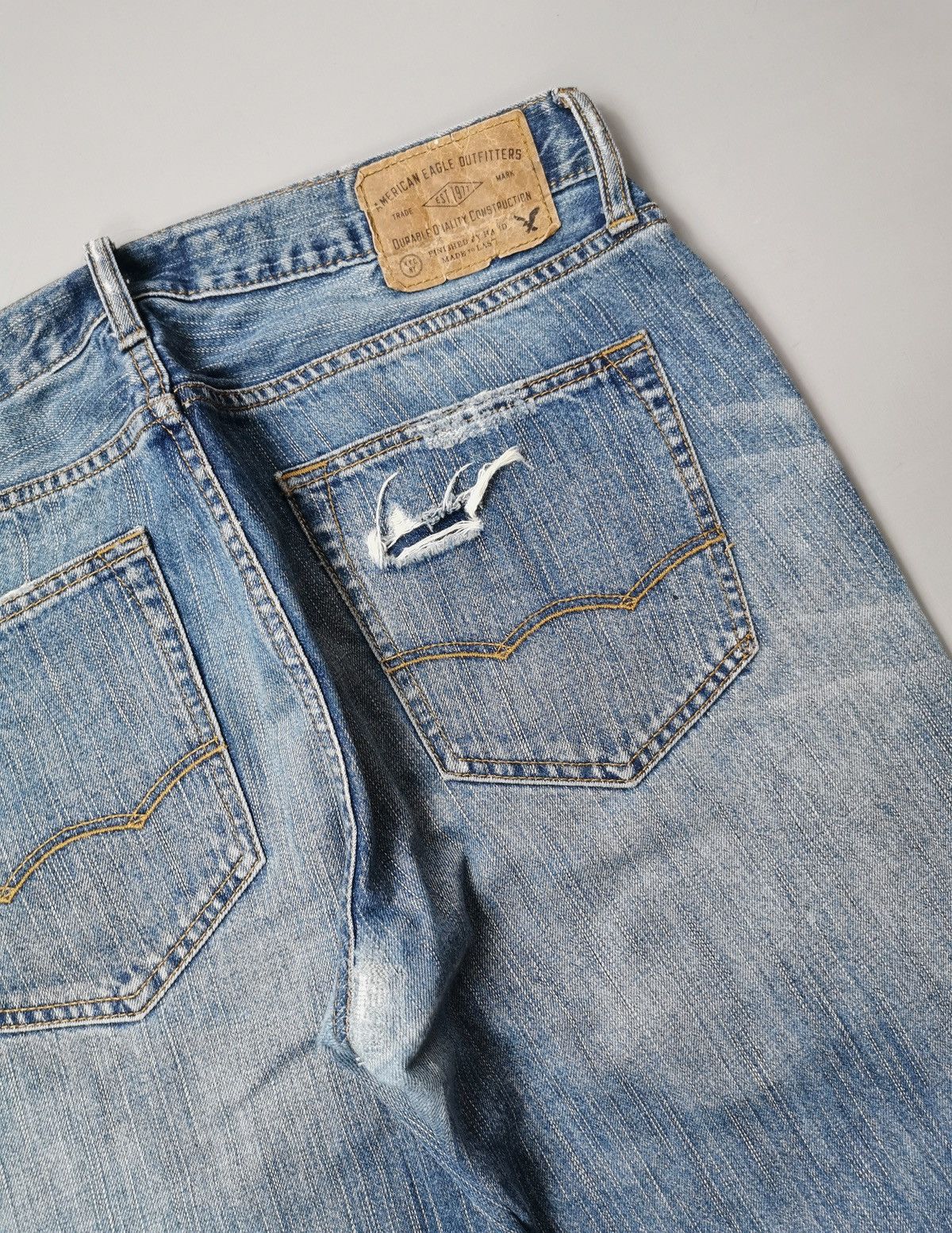American Eagle Outfitters American Eagle Slim Straight Patchwork Distressed Jeans Size US 34 / EU 50 - 11 Thumbnail