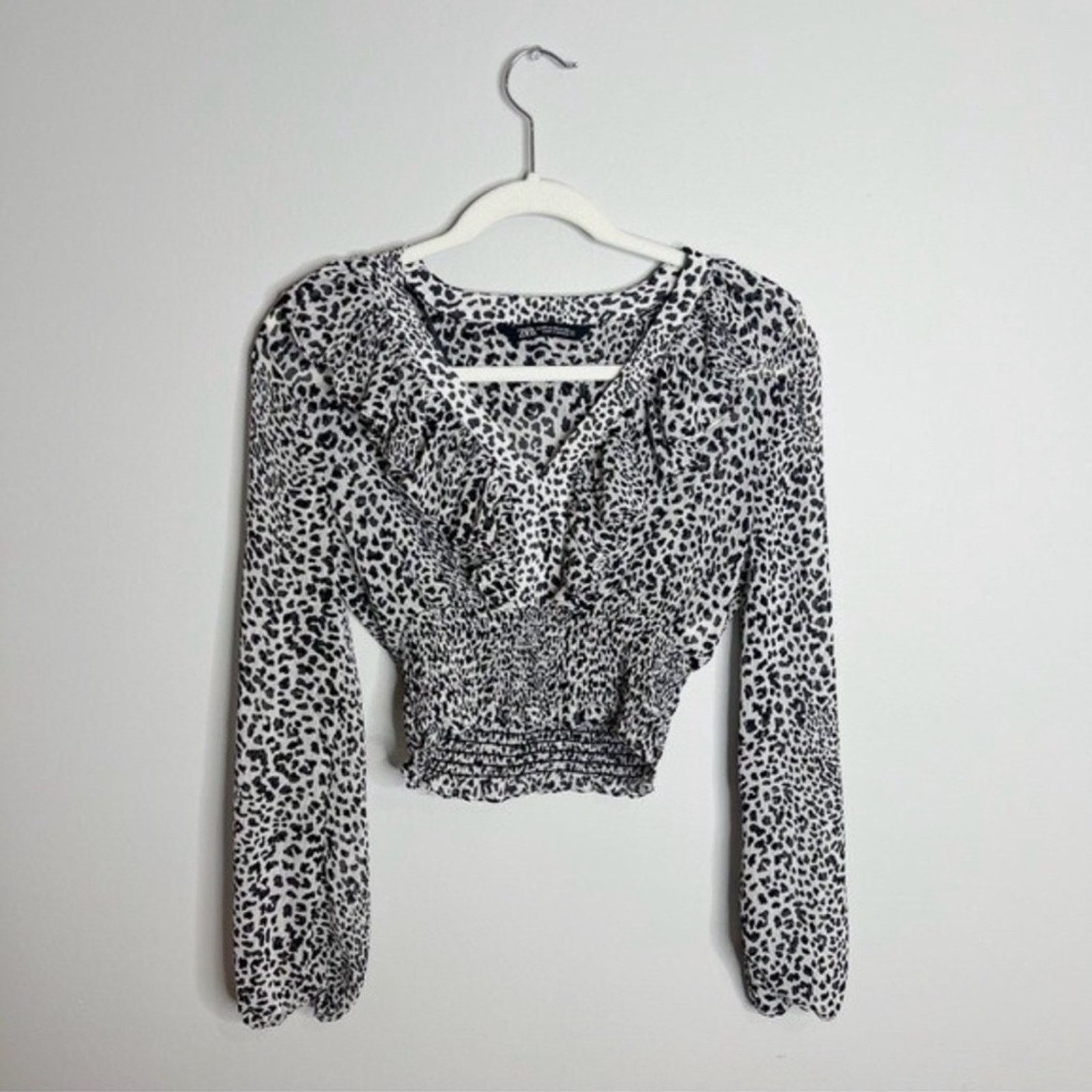 Zara Zara Black and White Animal Print Blouse size XS Size XS / US 0-2 / IT 36-38 - 3 Thumbnail