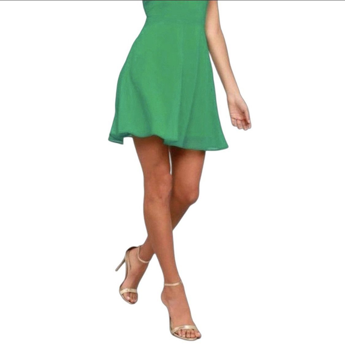 Express Express Halter Mini Dress Green Chiffon Dress Size 0 XS Size XS / US 0-2 / IT 36-38 - 2 Thumbnail