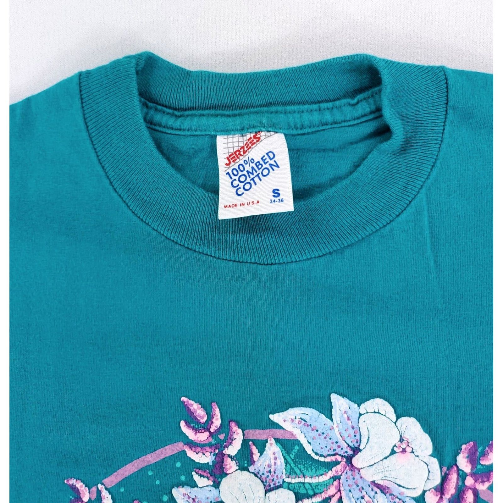 Jerzees VINTAGE Jerzees T-Shirt Green 90s Single Stitch Made USA Mens S Shirt Cat: T-Shirt (Men) Size US S / EU 44-46 / 1 - 4 Thumbnail