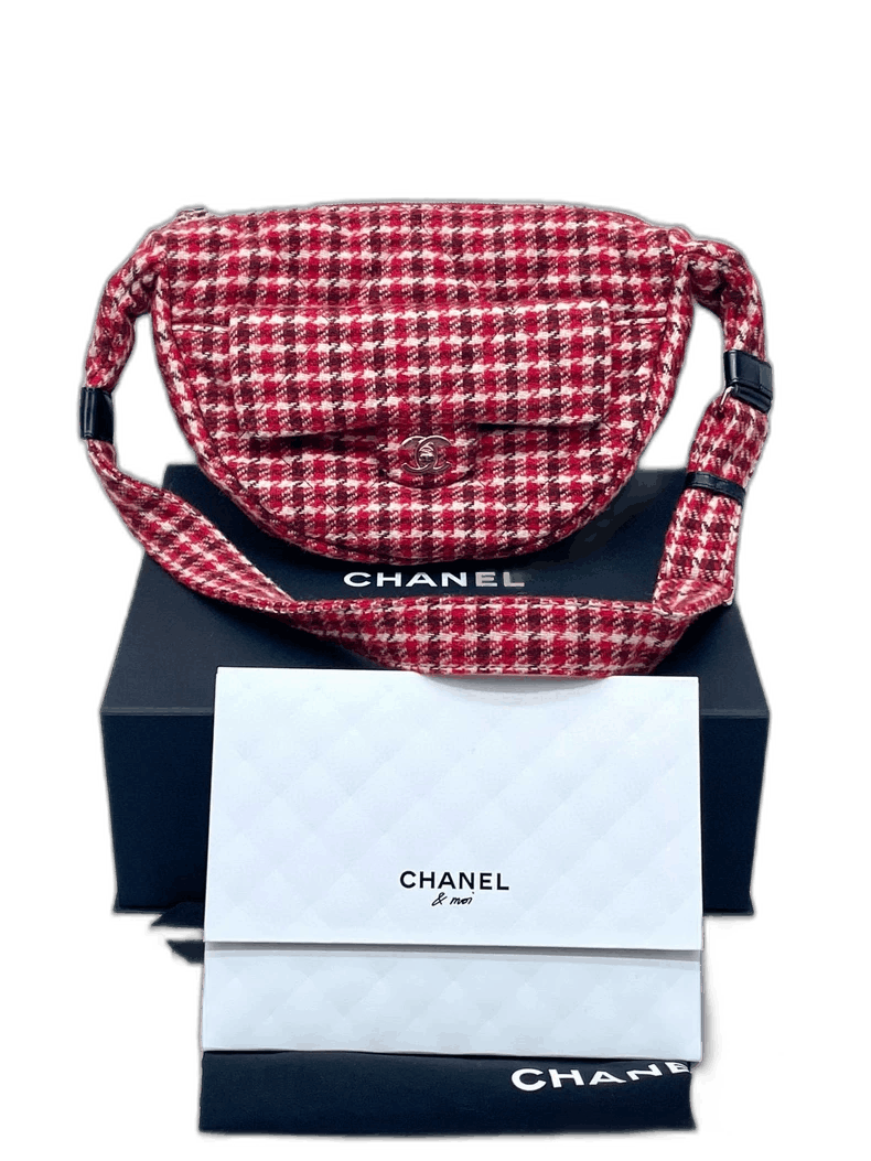 Chanel Red Checkered Halfmoon Crossbody Bag -2505, Men's