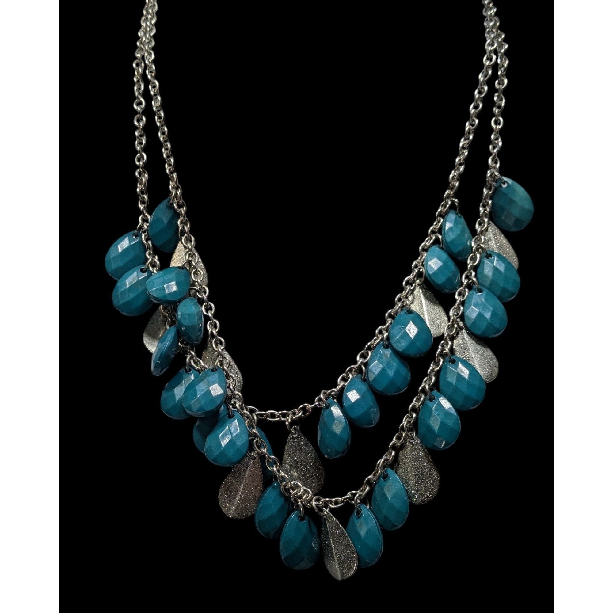 Other Layered Silver-Tone Chain Necklace With Turquoise Teardrop B Size ONE SIZE - 2 Thumbnail